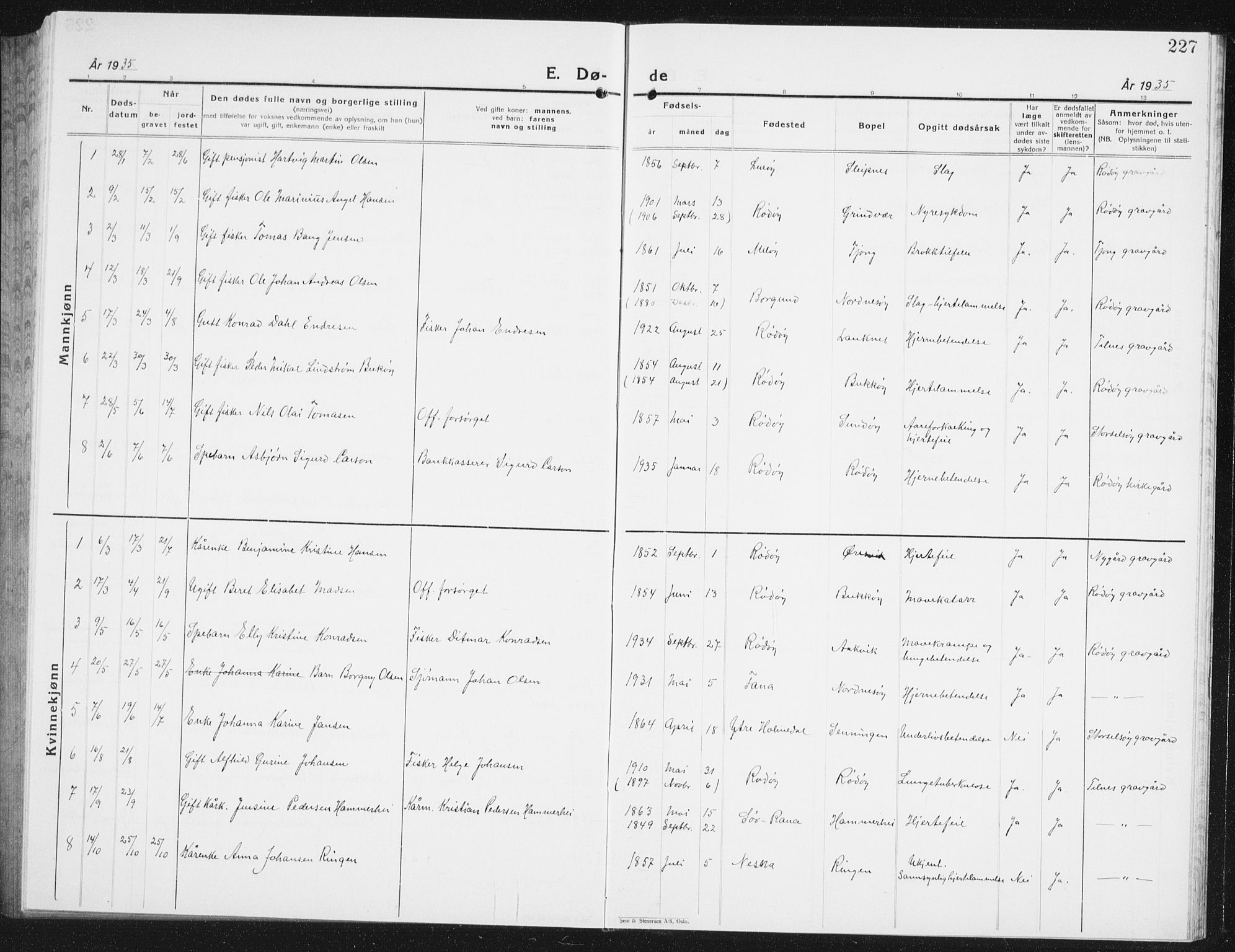 Ministerialprotokoller, klokkerbøker og fødselsregistre - Nordland, AV/SAT-A-1459/841/L0622: Parish register (copy) no. 841C06, 1924-1942, p. 227