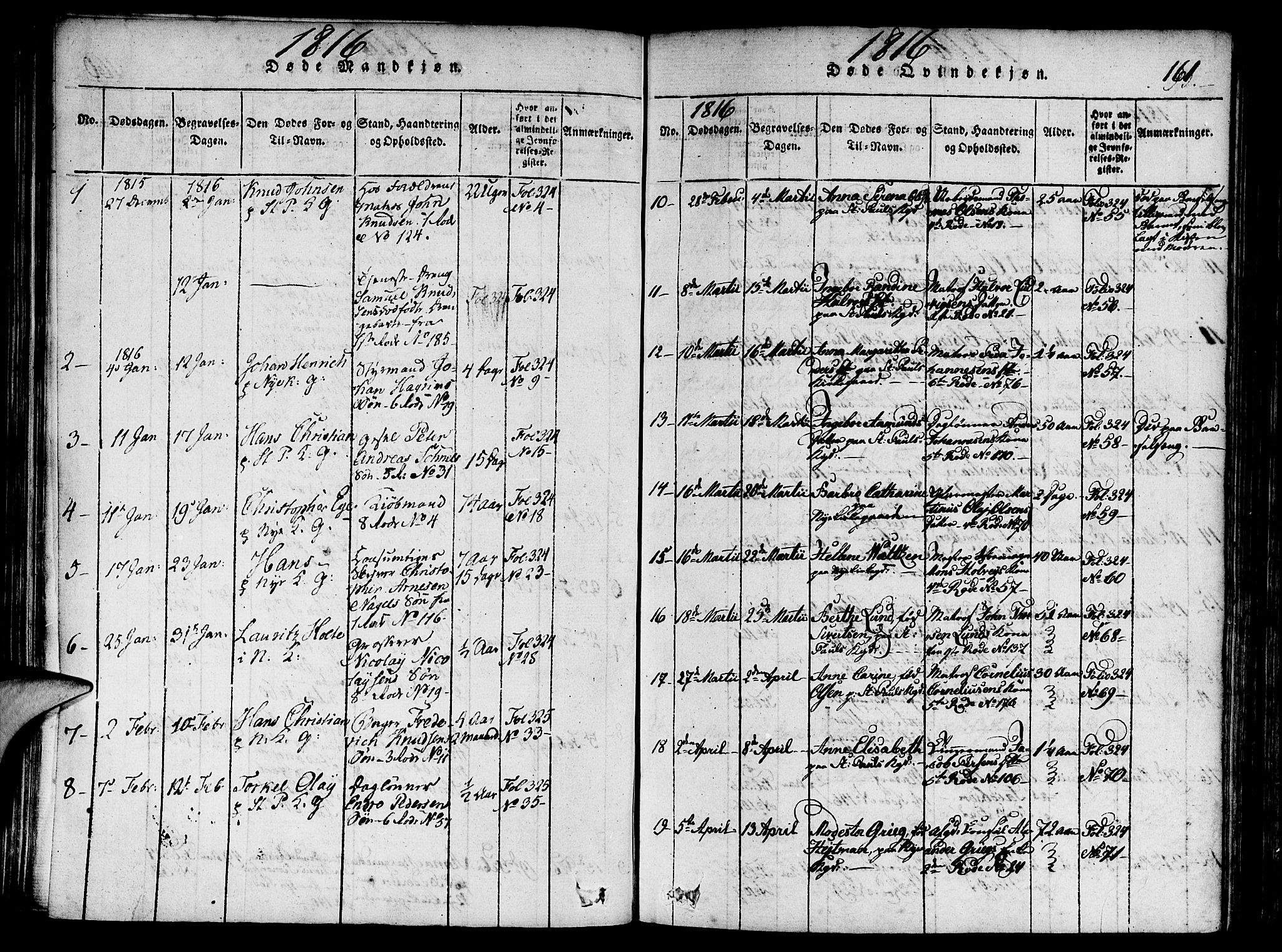 Nykirken Sokneprestembete, AV/SAB-A-77101/H/Haa/L0011: Parish register (official) no. A 11, 1816-1821, p. 161