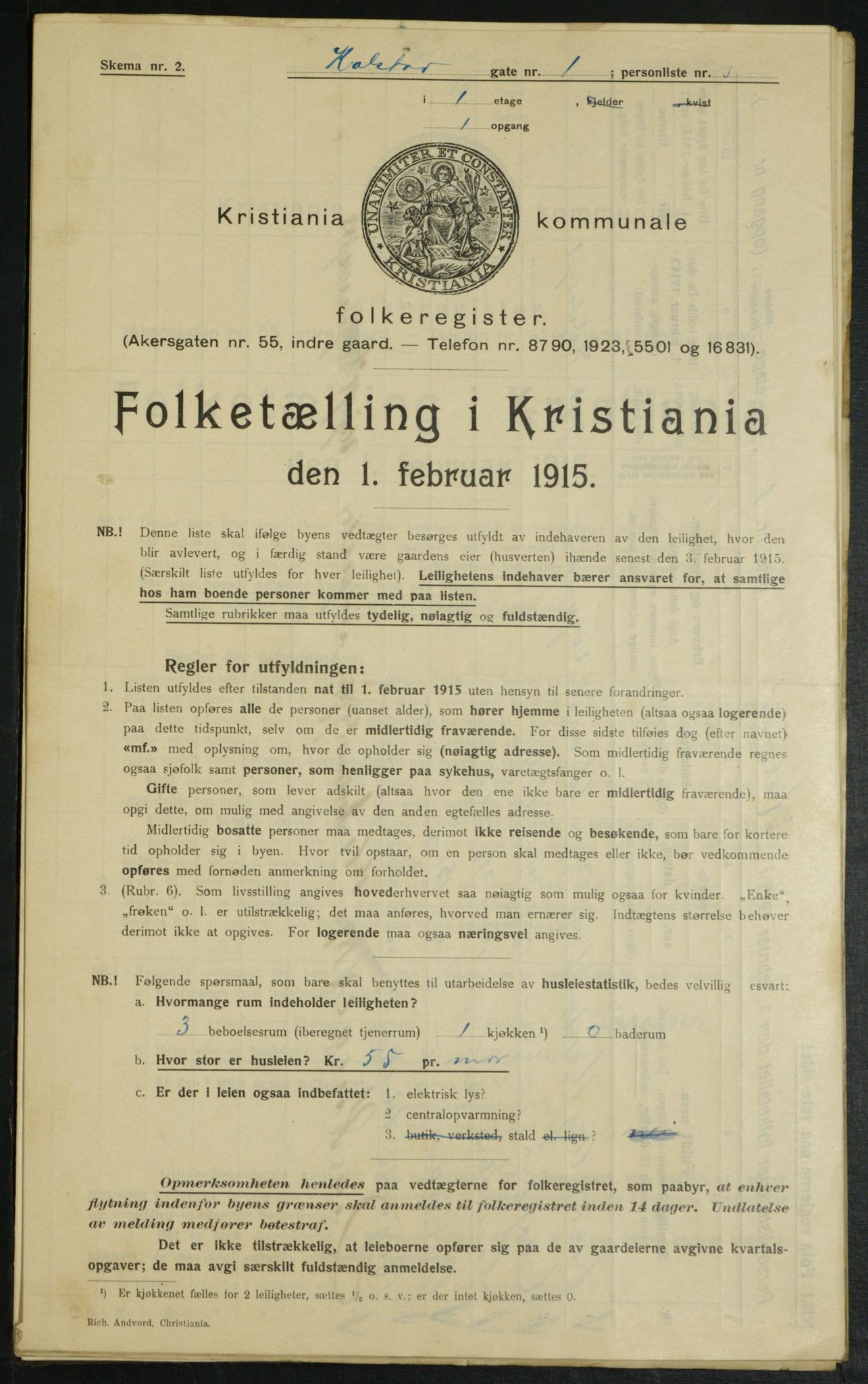 OBA, Municipal Census 1915 for Kristiania, 1915, p. 51688