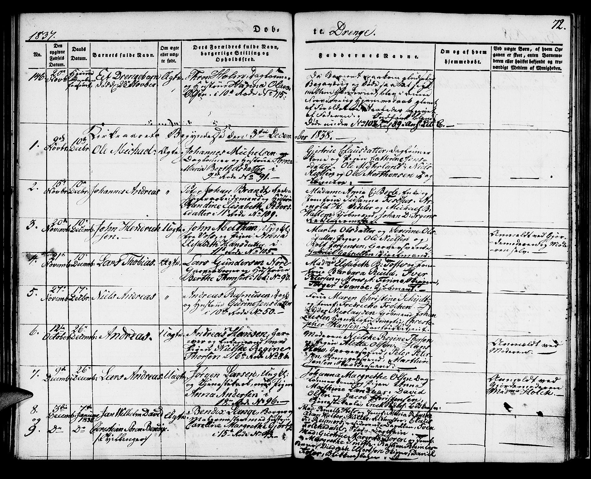 Domkirken sokneprestembete, AV/SAB-A-74801/H/Haa/L0015: Parish register (official) no. A 14, 1835-1840, p. 72