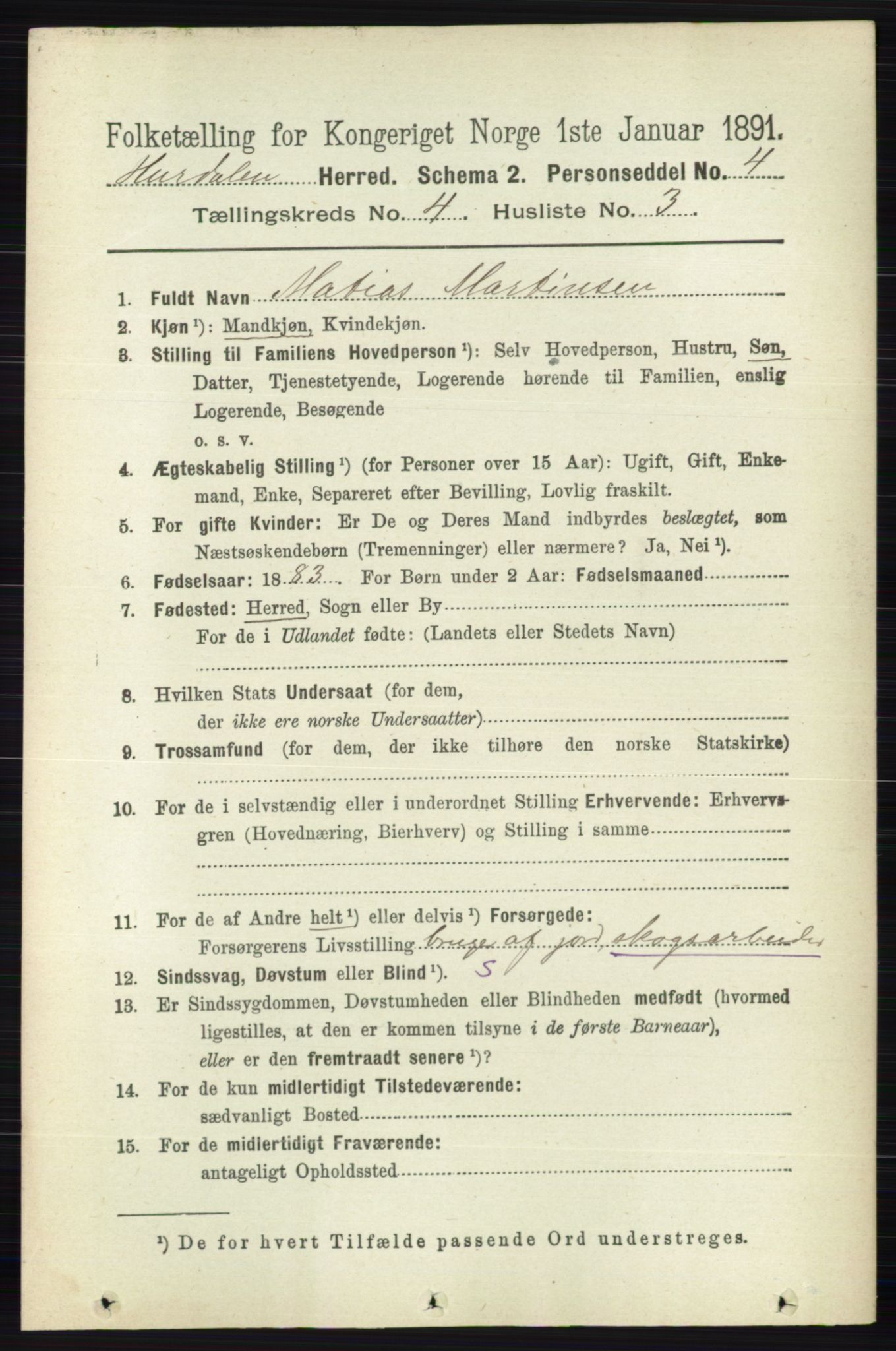 RA, 1891 census for 0239 Hurdal, 1891, p. 1442