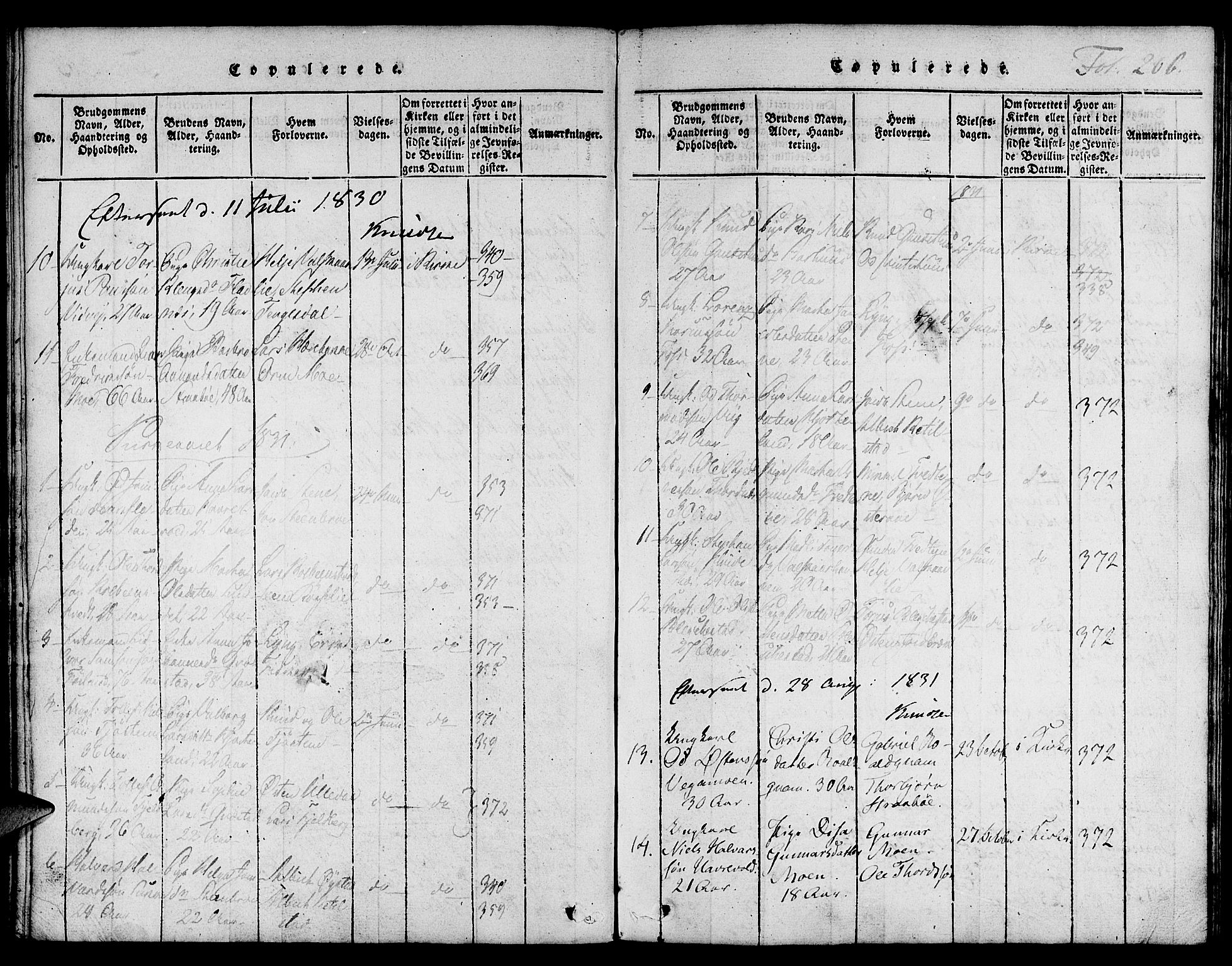 Suldal sokneprestkontor, AV/SAST-A-101845/01/IV/L0006: Parish register (official) no. A 6, 1816-1836, p. 206