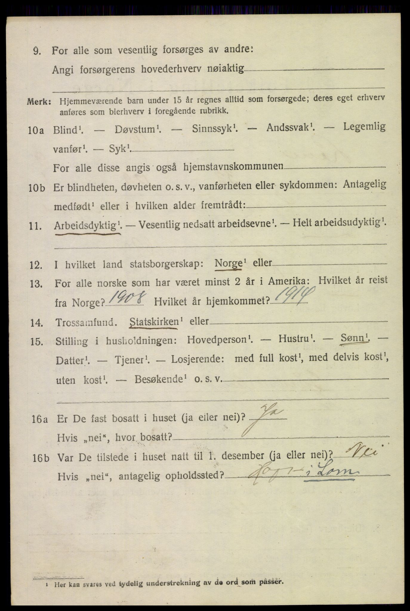 SAH, 1920 census for Lom, 1920, p. 5463