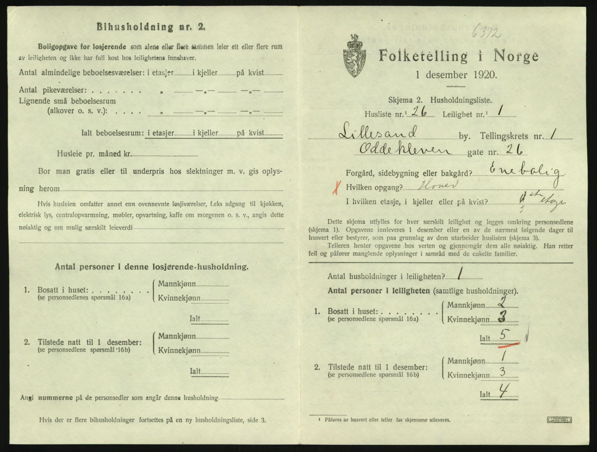 SAK, 1920 census for Lillesand, 1920, p. 549