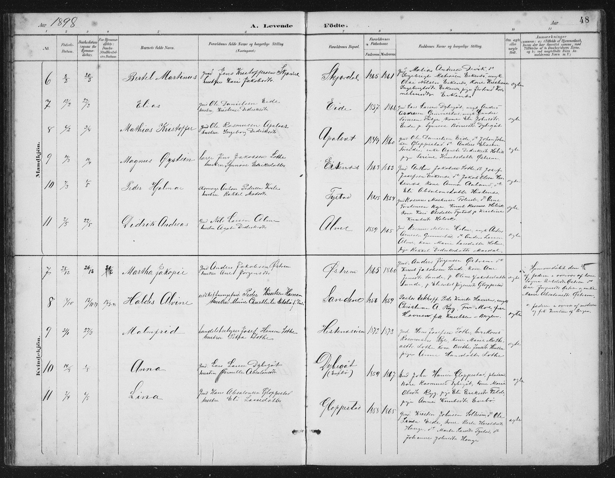 Gloppen sokneprestembete, AV/SAB-A-80101/H/Hab/Habb/L0002: Parish register (copy) no. B 2, 1889-1909, p. 48