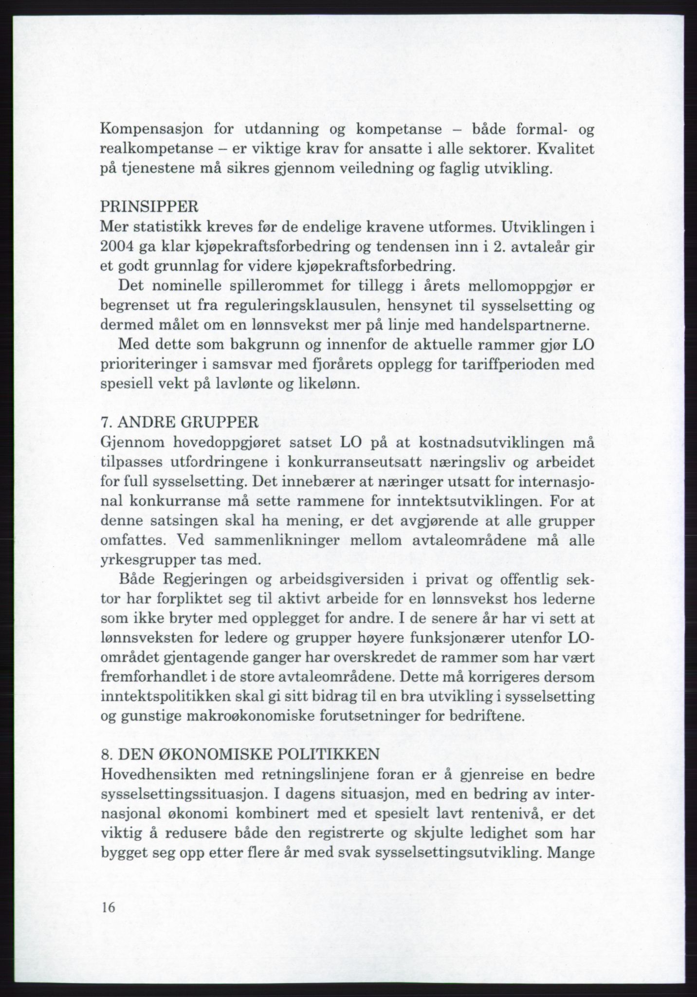 Landsorganisasjonen i Norge - publikasjoner, AAB/-/-/-: Landsorganisasjonens beretning for 2005, 2005, p. 16