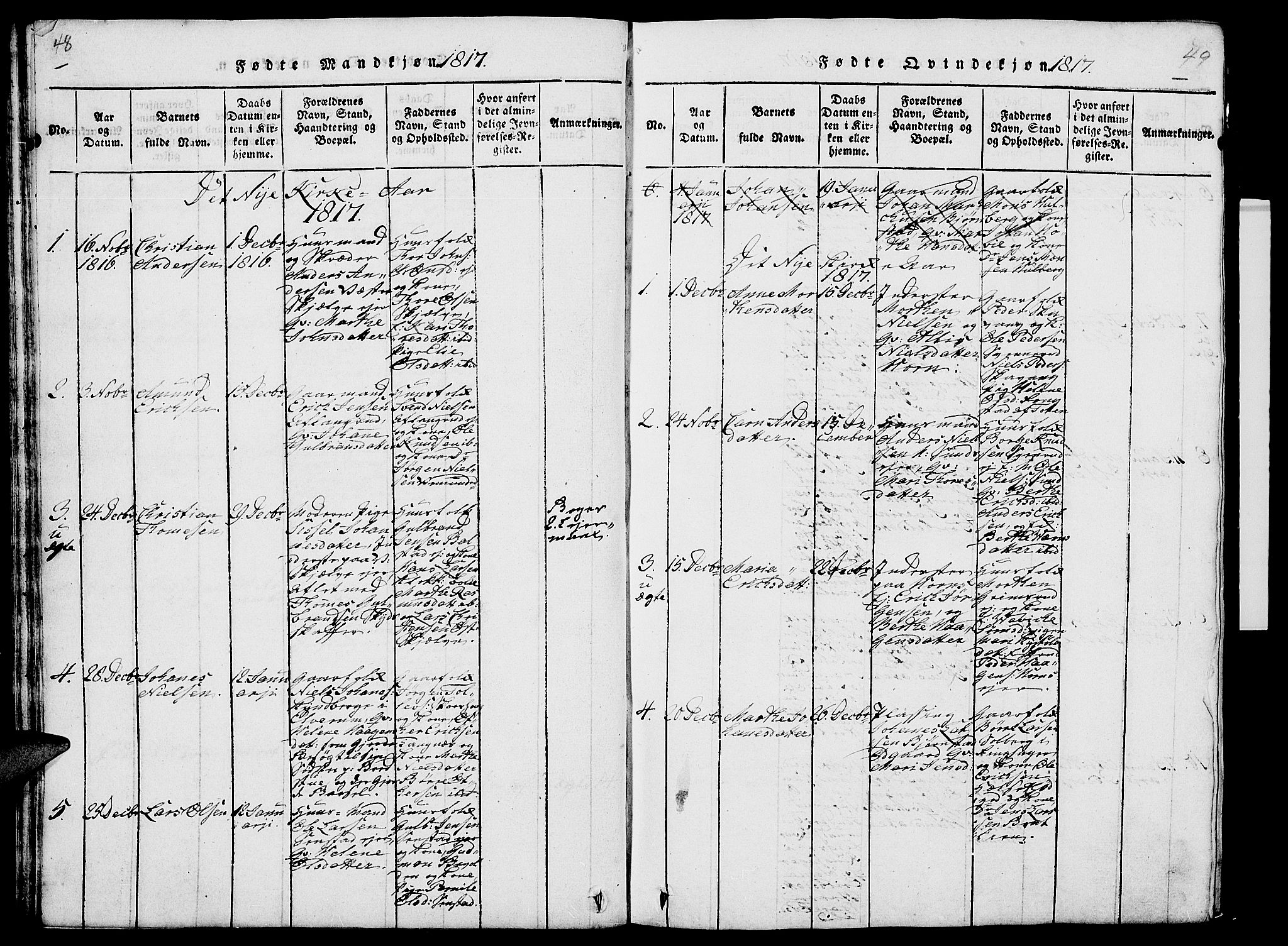 Nes prestekontor, Hedmark, AV/SAH-PREST-020/L/La/L0003: Parish register (copy) no. 3, 1814-1831, p. 48-49