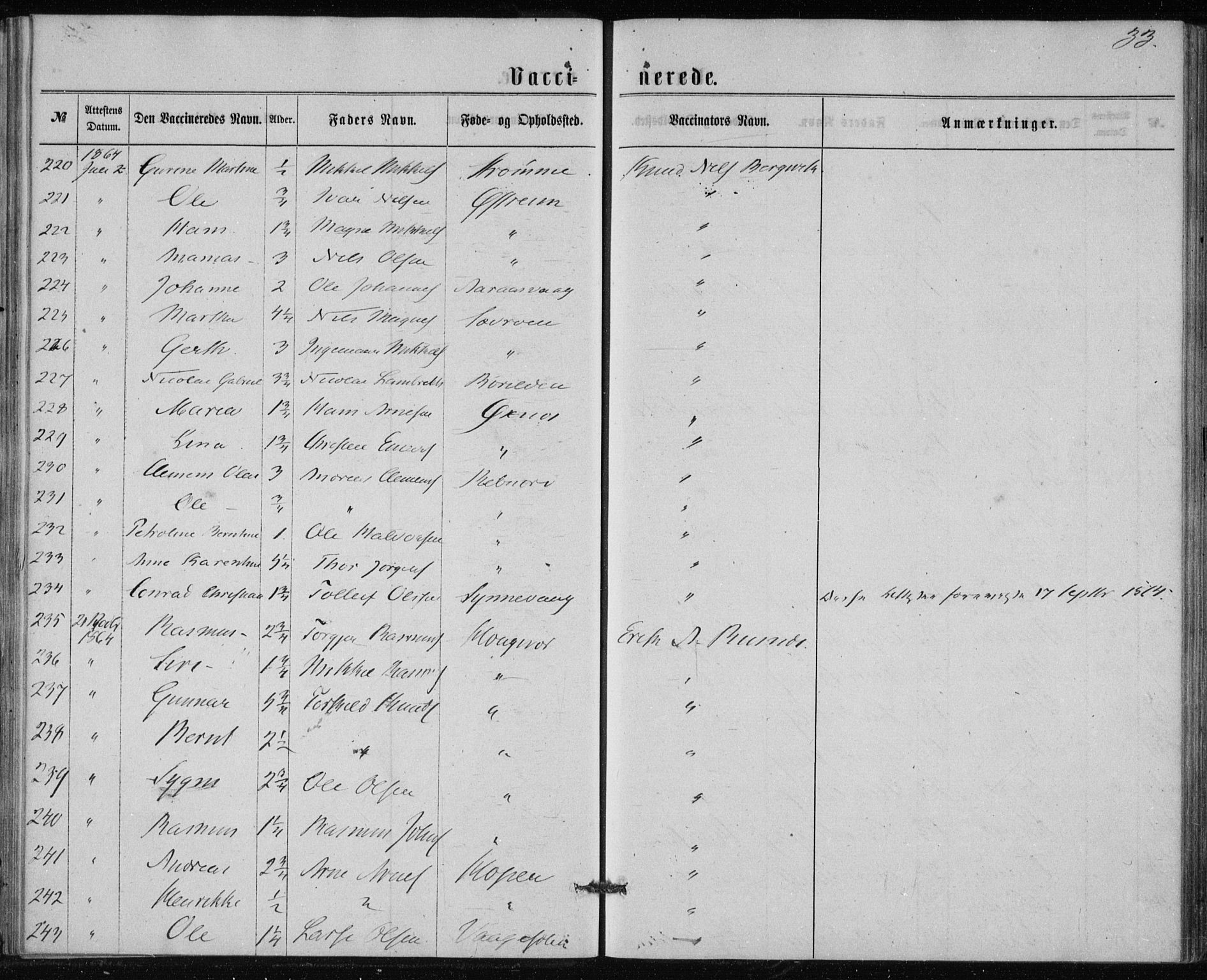 Lindås Sokneprestembete, AV/SAB-A-76701/H/Haa/Haaa/L0017: Parish register (official) no. A 17, 1874-1877, p. 33