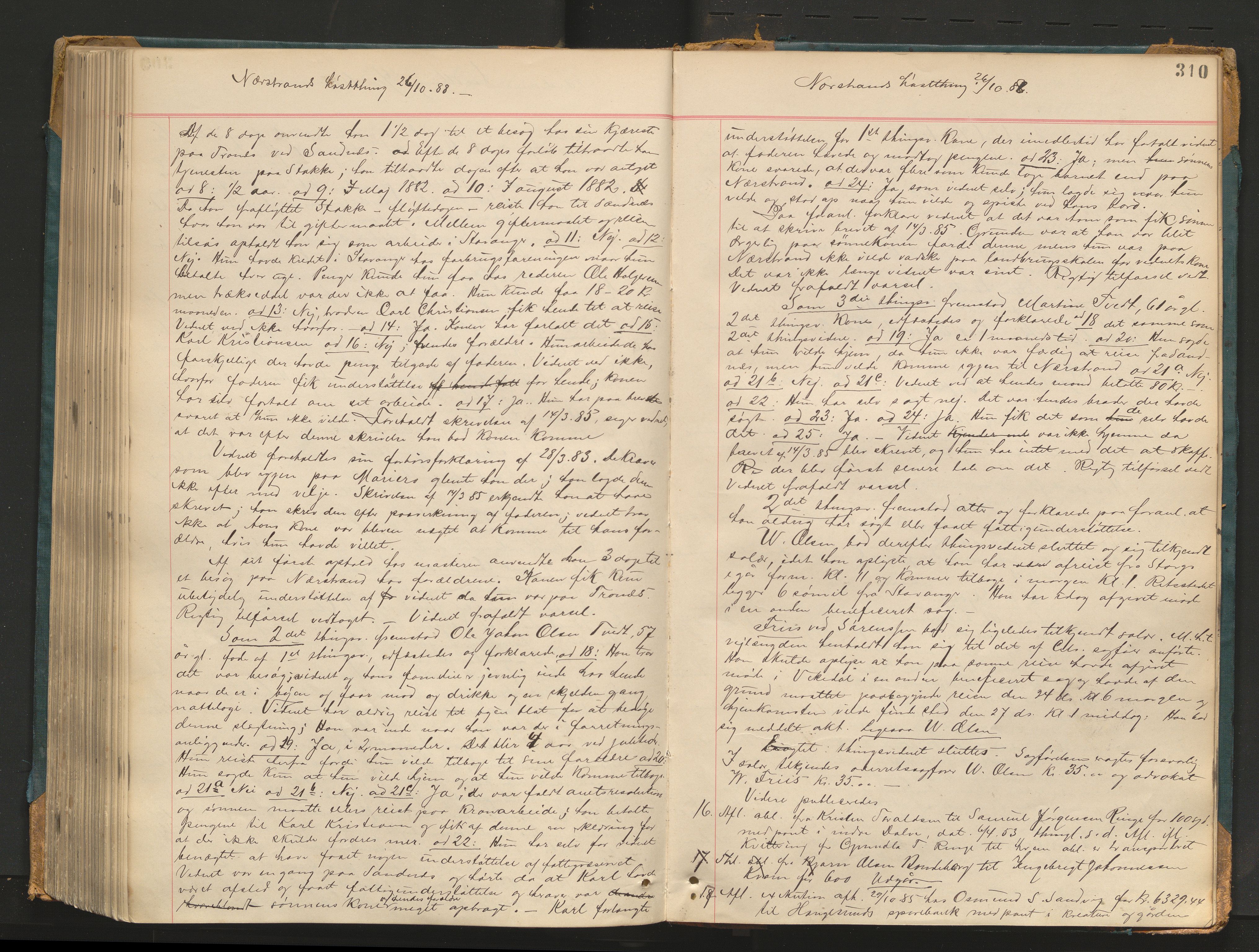 Ryfylke tingrett, AV/SAST-A-100055/001/I/IB/IB0/L0014: Tingbok, Ryfylke, 1886-1889, p. 309b-310a