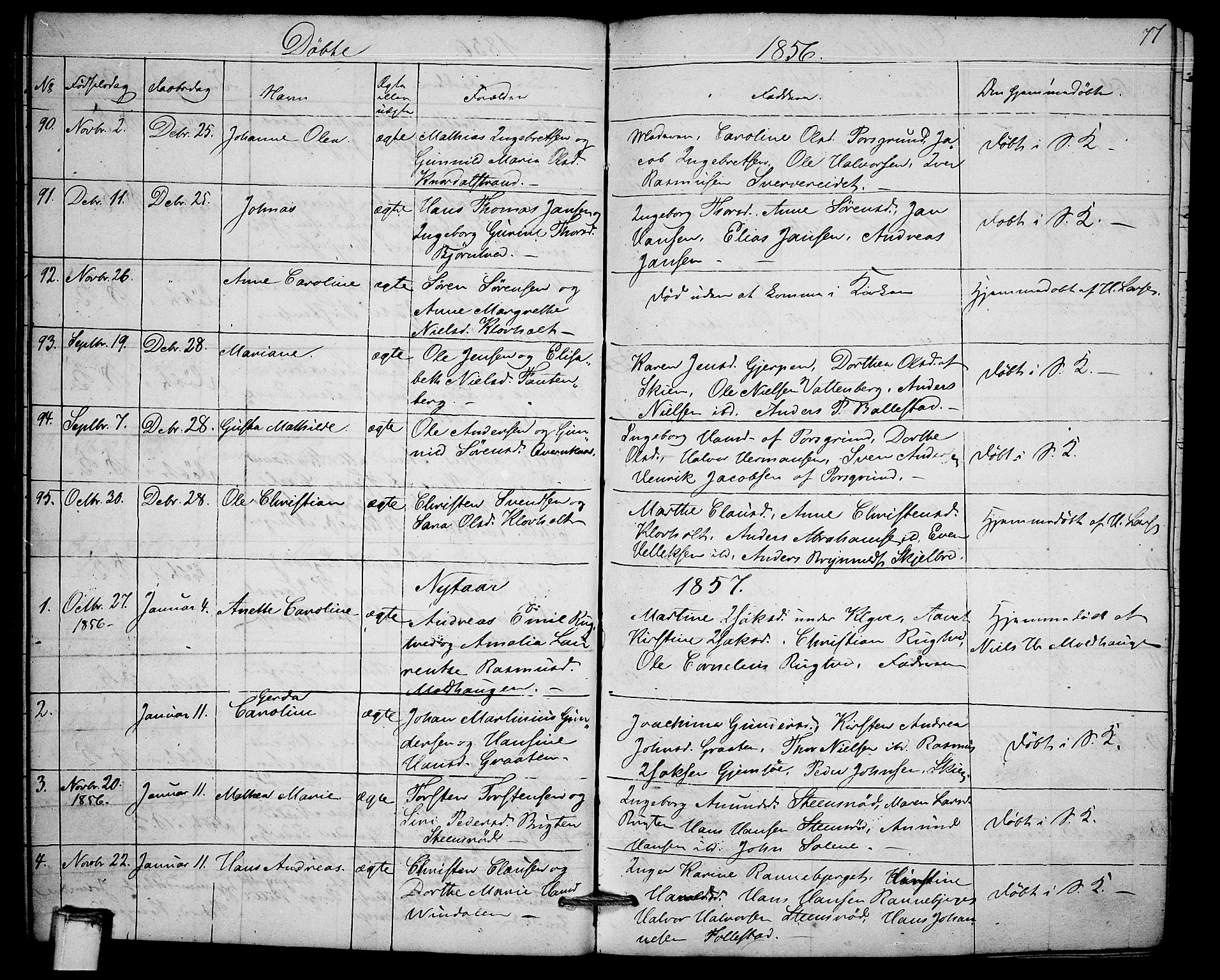 Solum kirkebøker, SAKO/A-306/G/Ga/L0003: Parish register (copy) no. I 3, 1848-1859, p. 77