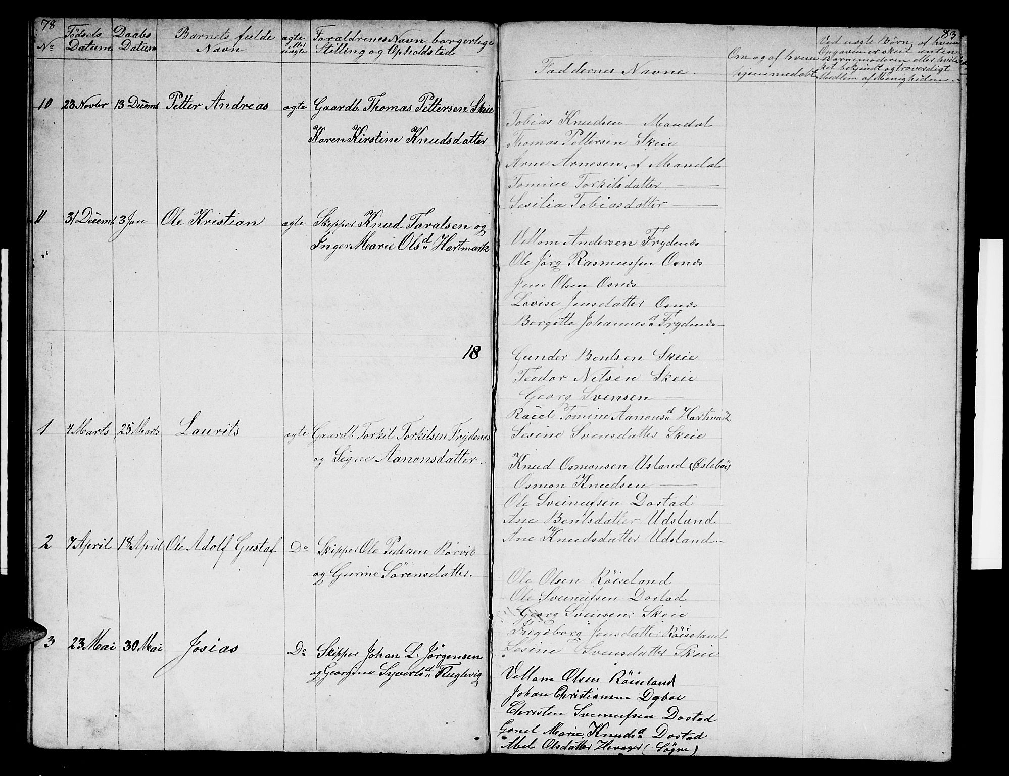Mandal sokneprestkontor, AV/SAK-1111-0030/F/Fb/Fbb/L0003: Parish register (copy) no. B 3, 1848-1877, p. 78-79