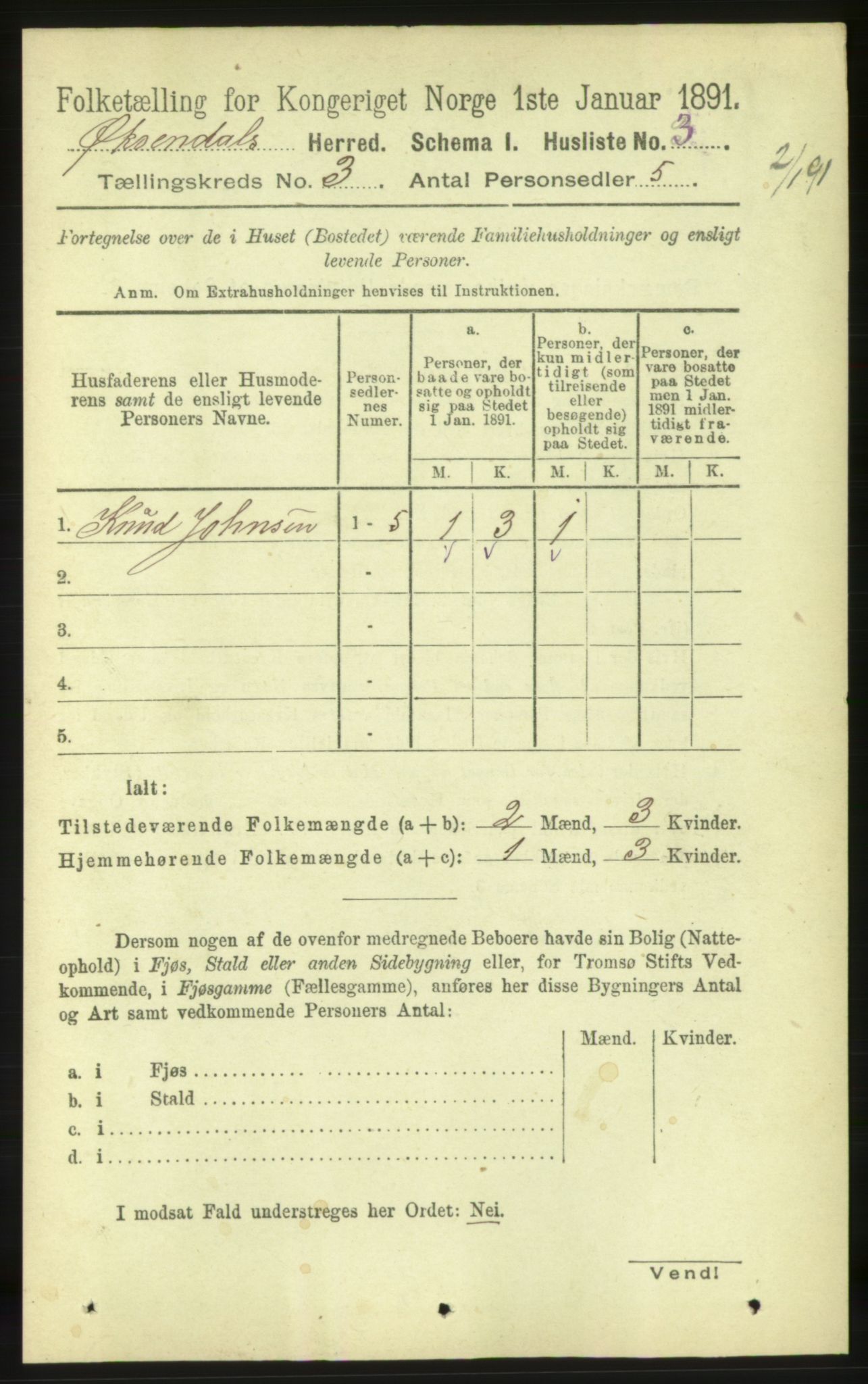 RA, 1891 census for 1561 Øksendal, 1891, p. 574