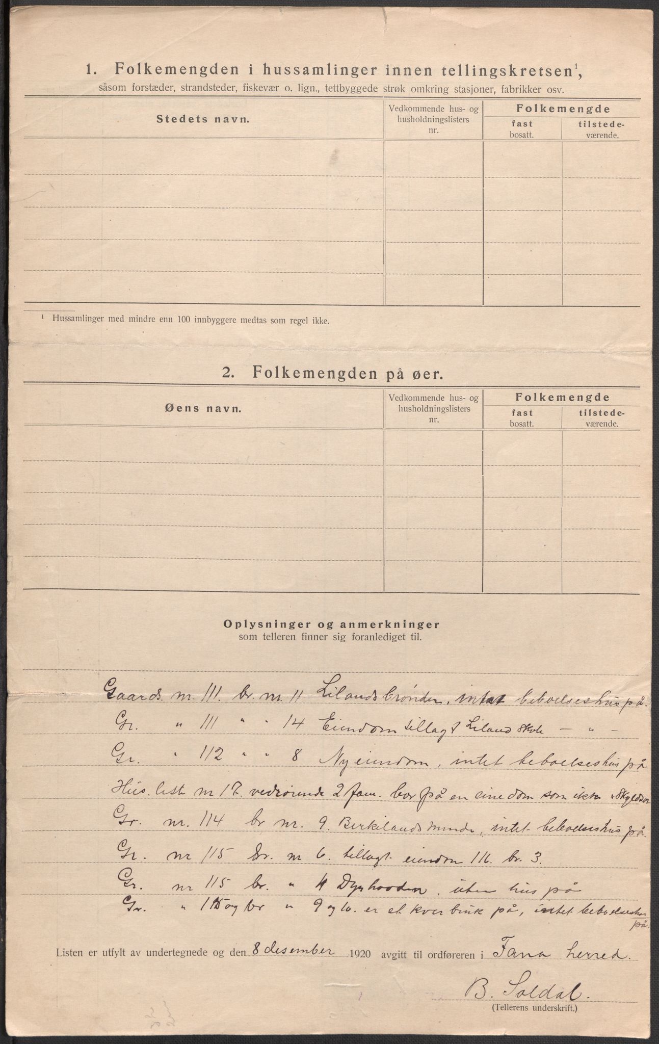 SAB, 1920 census for Fana, 1920, p. 91