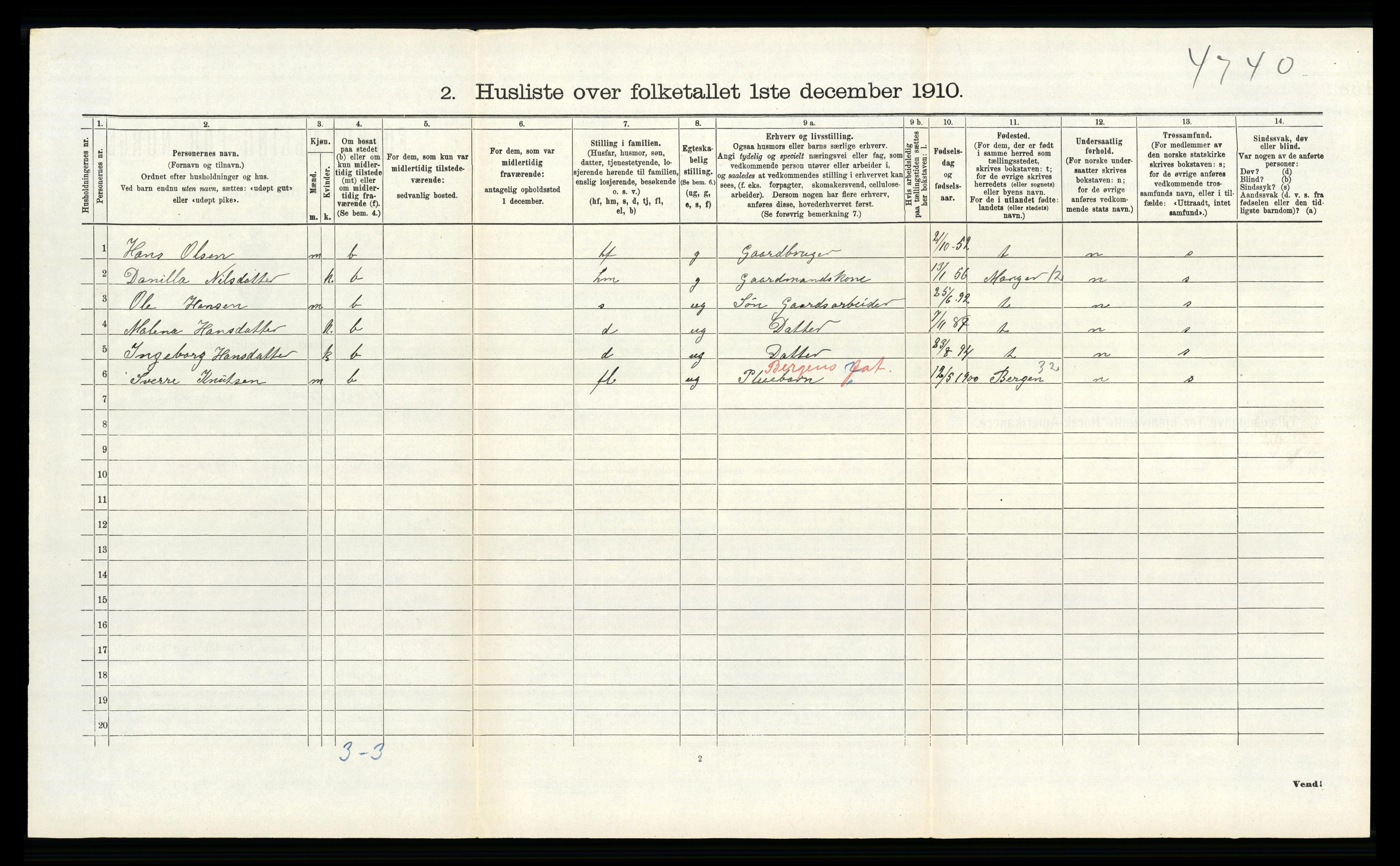RA, 1910 census for Alversund, 1910, p. 521