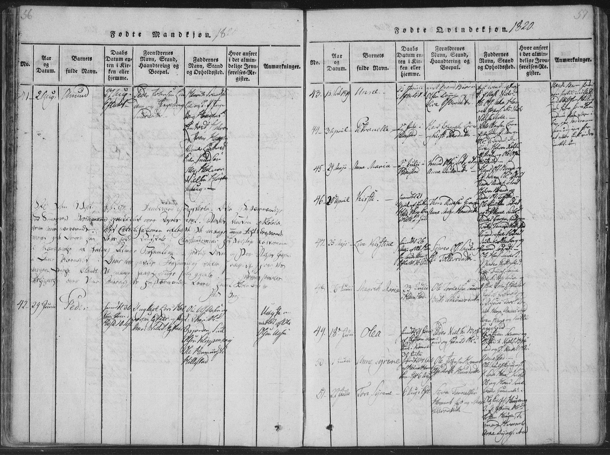 Sandsvær kirkebøker, SAKO/A-244/F/Fa/L0004: Parish register (official) no. I 4, 1817-1839, p. 56-57