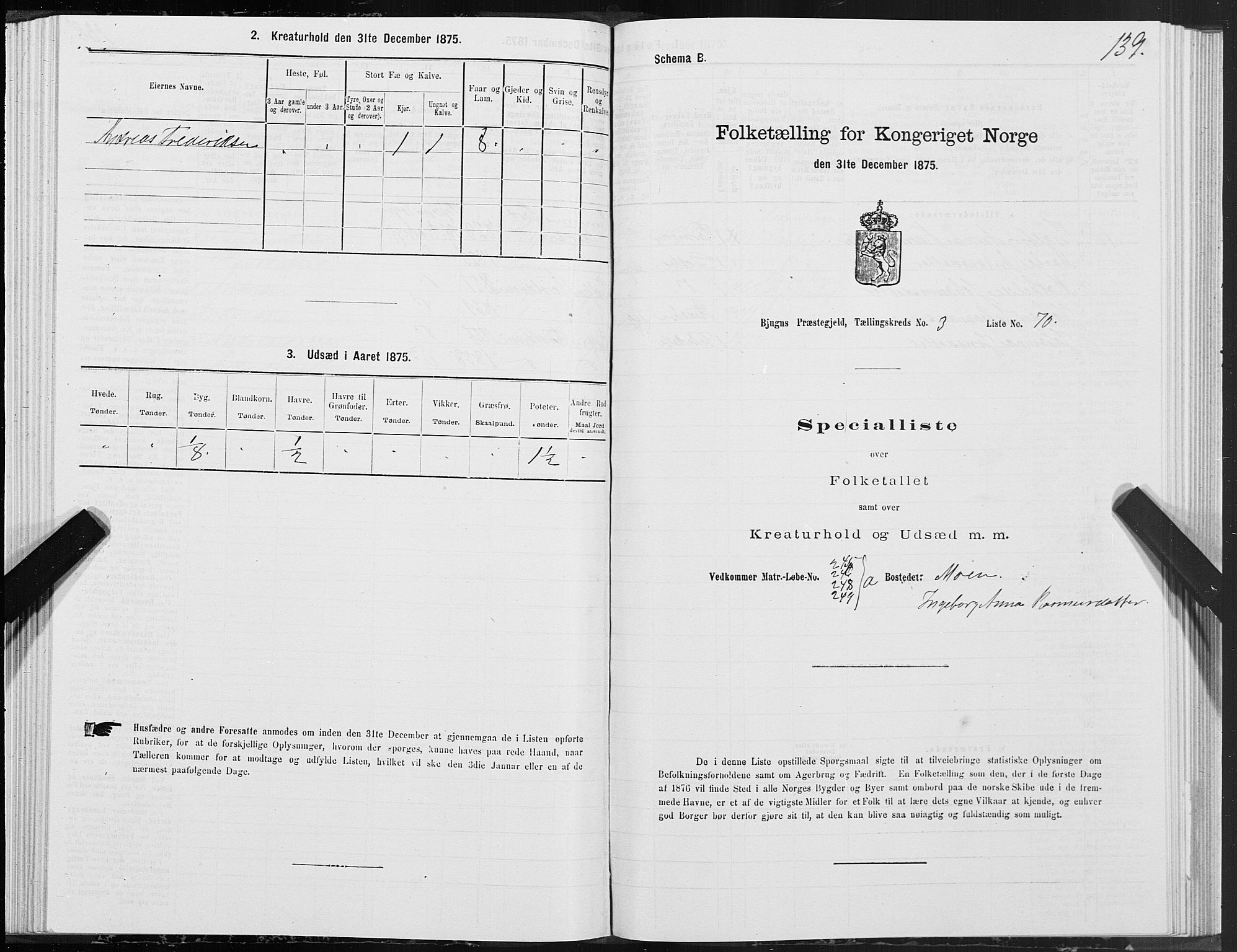 SAT, 1875 census for 1627P Bjugn, 1875, p. 2139