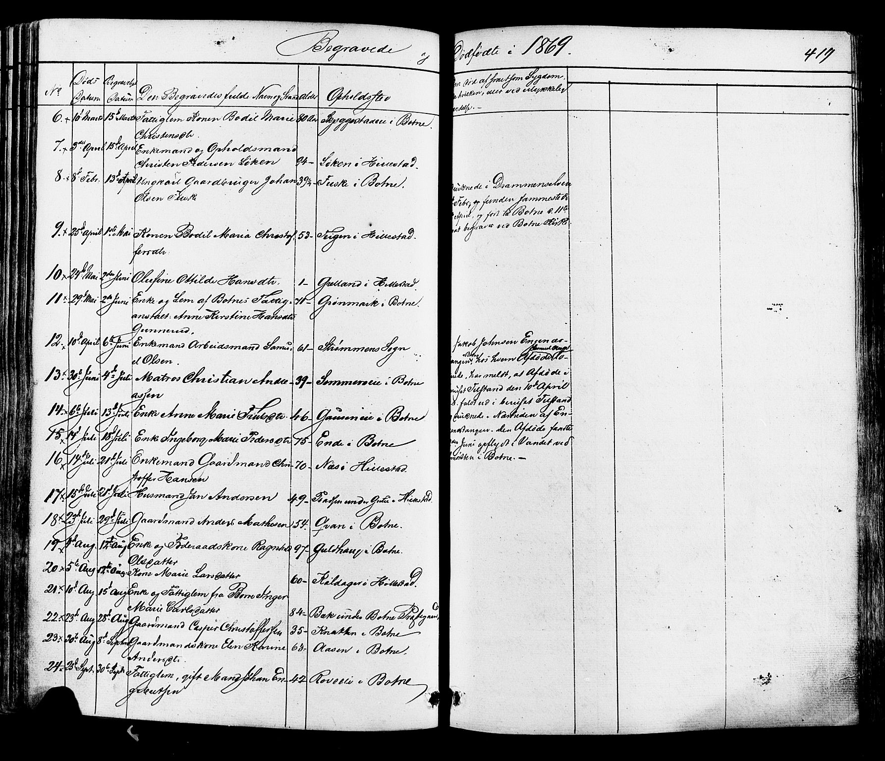 Botne kirkebøker, AV/SAKO-A-340/F/Fa/L0006: Parish register (official) no. I 6, 1836-1877, p. 419