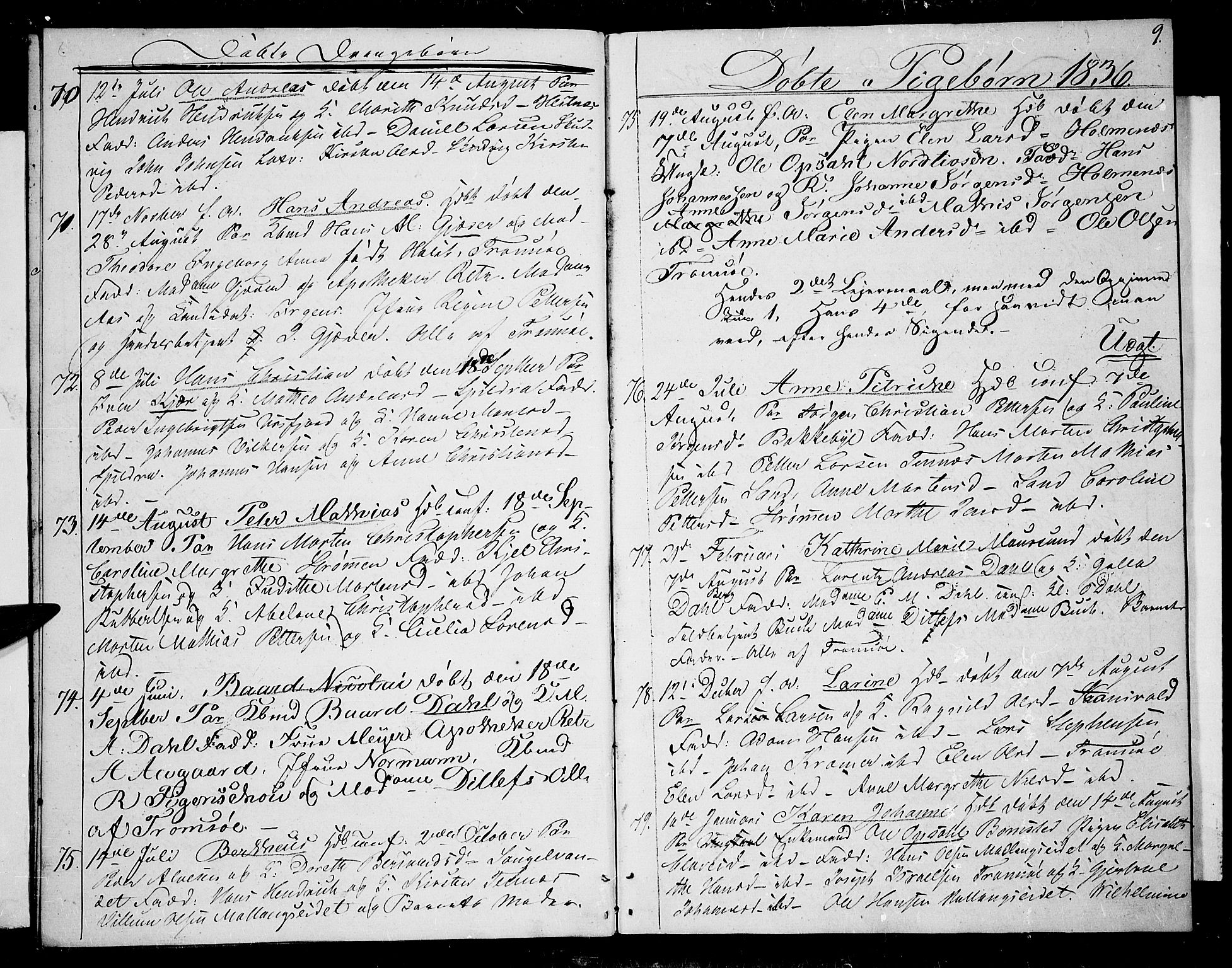Tromsø sokneprestkontor/stiftsprosti/domprosti, AV/SATØ-S-1343/G/Gb/L0004klokker: Parish register (copy) no. 4, 1836-1840, p. 9