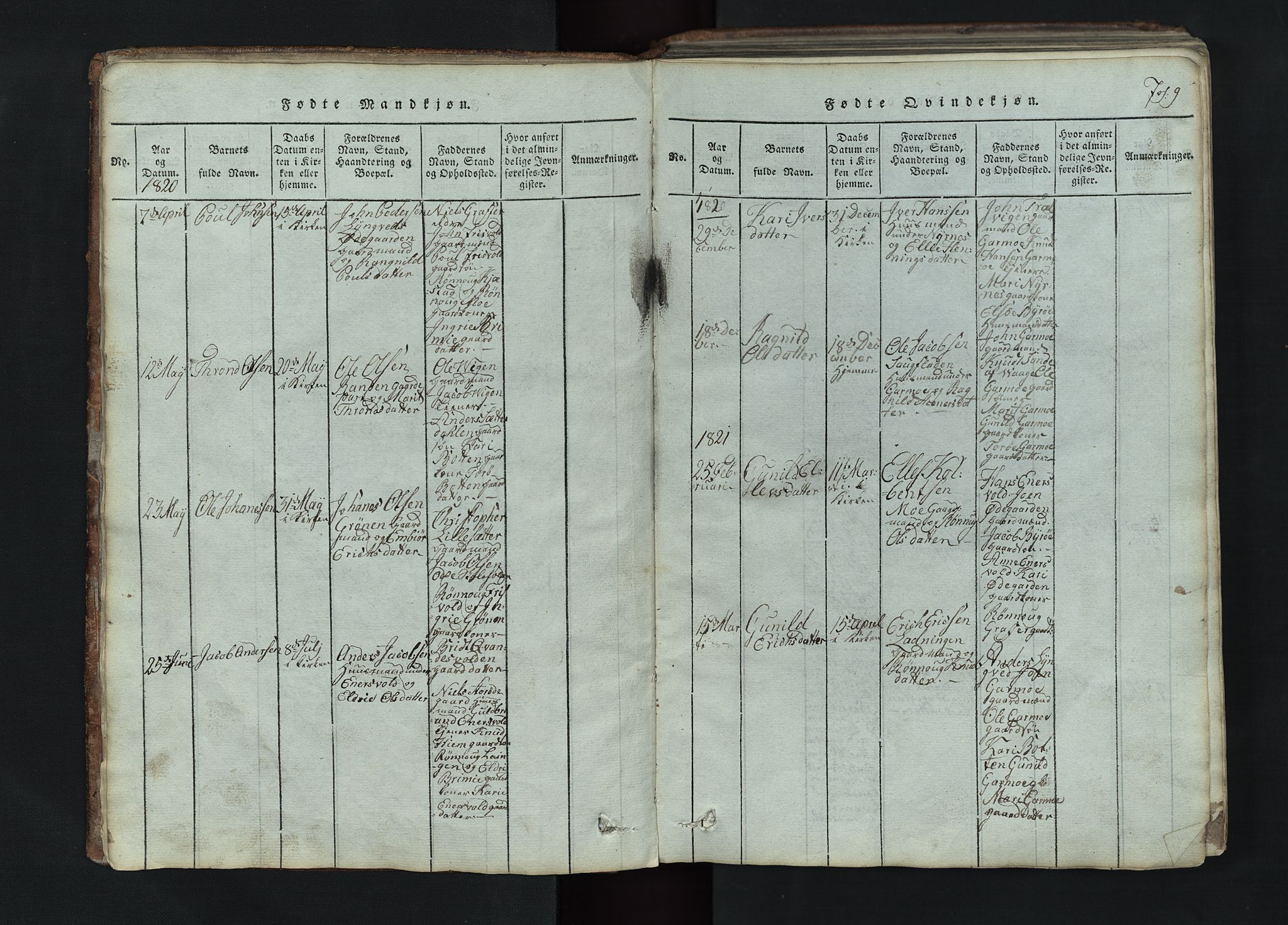 Lom prestekontor, SAH/PREST-070/L/L0002: Parish register (copy) no. 2, 1815-1844, p. 9