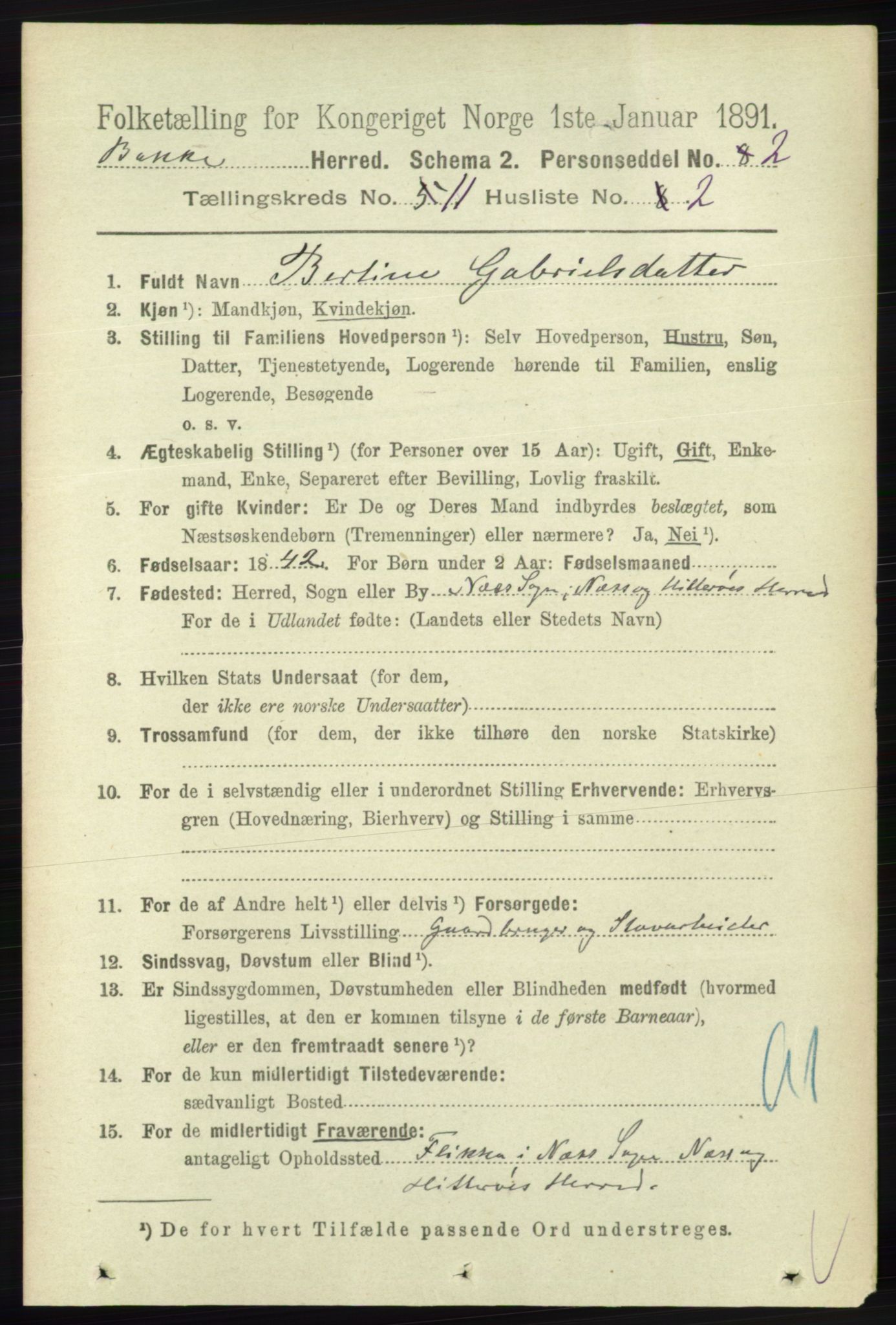 RA, 1891 census for 1045 Bakke, 1891, p. 2239