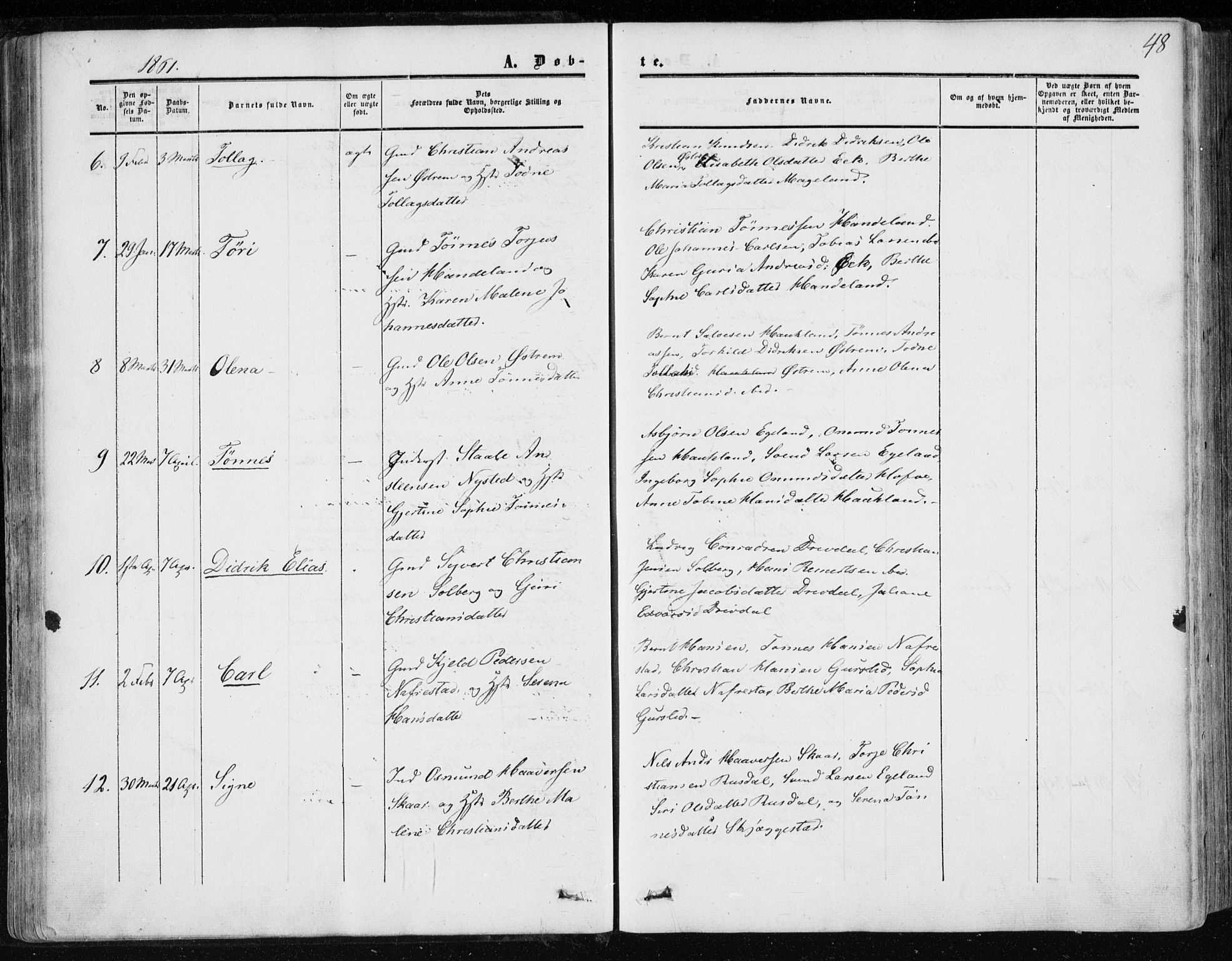 Lund sokneprestkontor, AV/SAST-A-101809/S06/L0009: Parish register (official) no. A 8, 1853-1877, p. 48