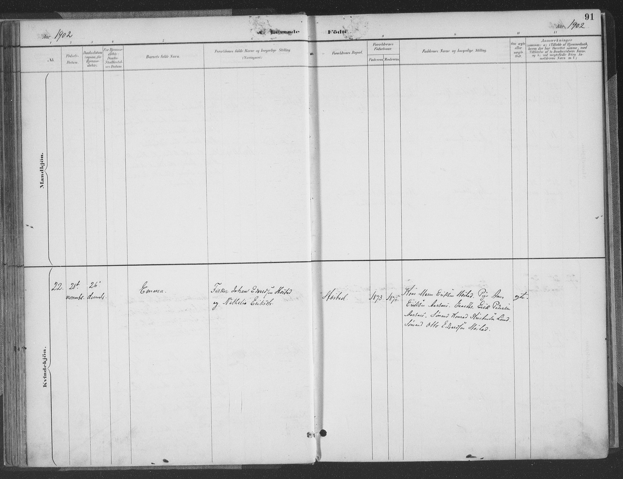 Høvåg sokneprestkontor, AV/SAK-1111-0025/F/Fa/L0006: Parish register (official) no. A 6, 1894-1923, p. 91