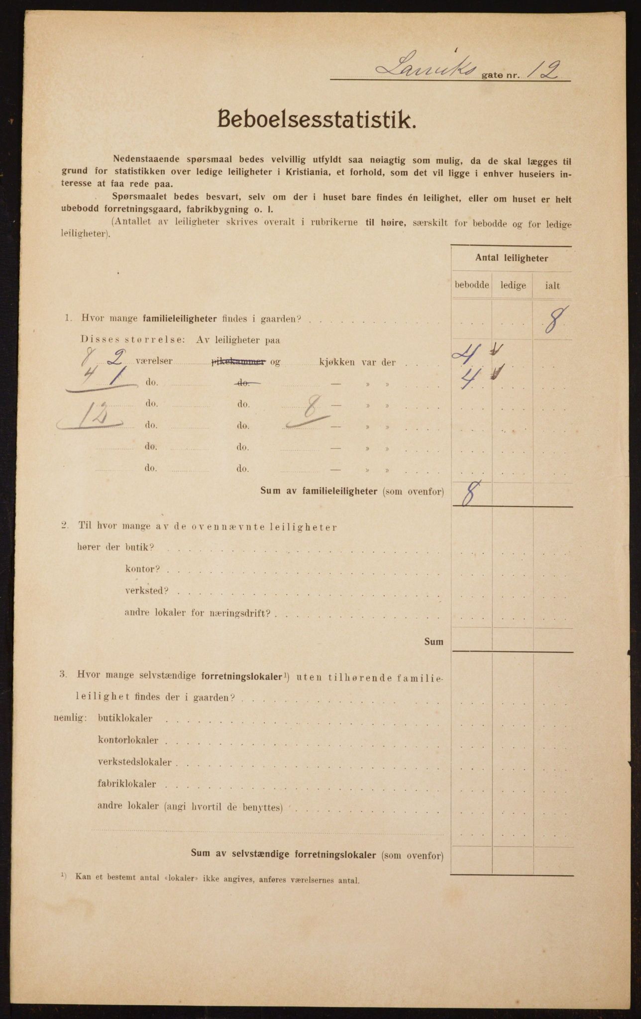 OBA, Municipal Census 1910 for Kristiania, 1910, p. 55248