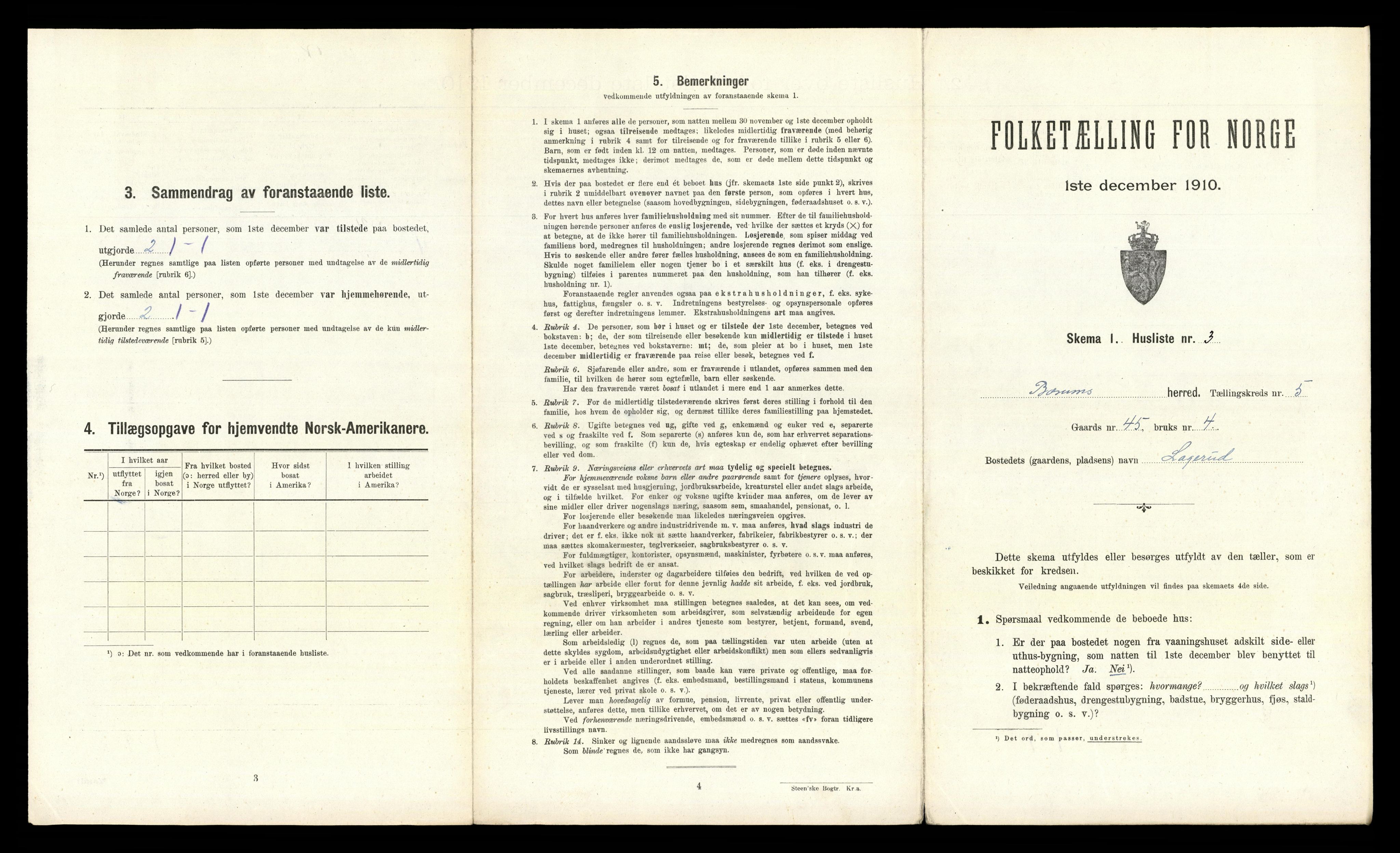 RA, 1910 census for Bærum, 1910, p. 737