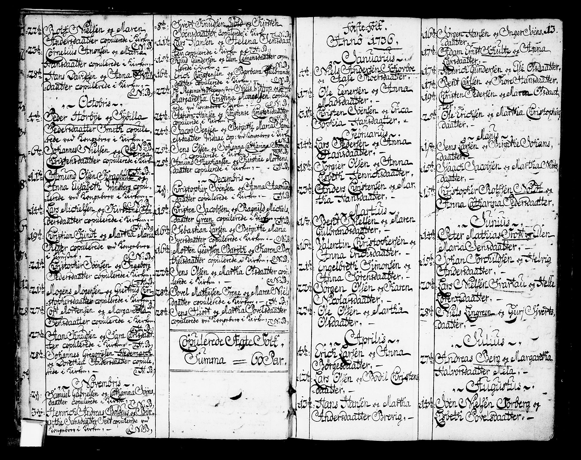 Oslo domkirke Kirkebøker, SAO/A-10752/F/Fa/L0003: Parish register (official) no. 3, 1731-1743, p. 13