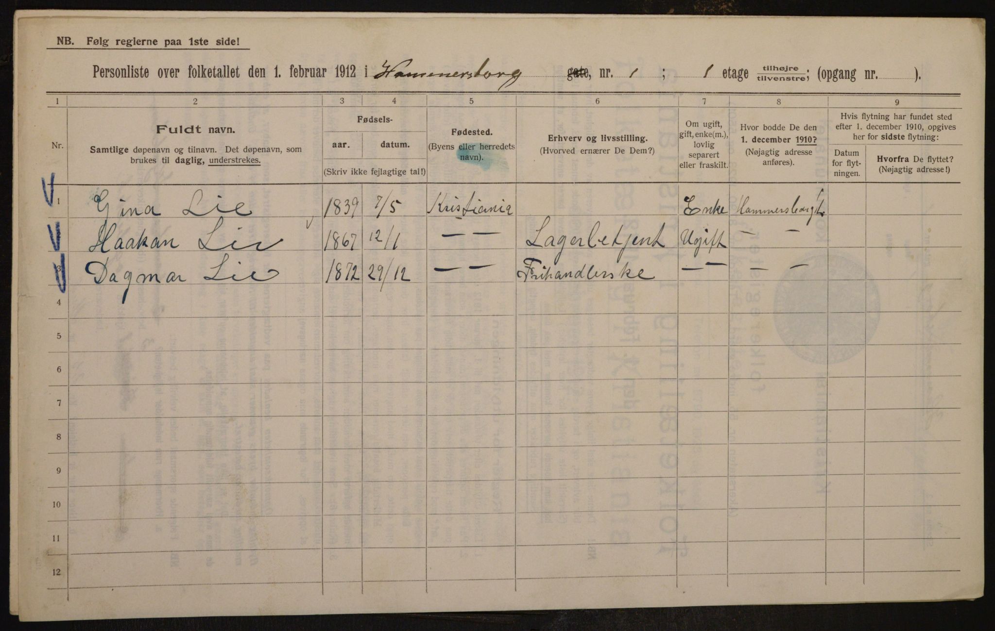 OBA, Municipal Census 1912 for Kristiania, 1912, p. 34358