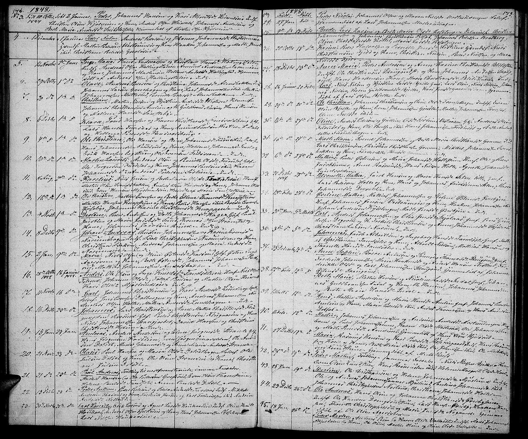 Vestre Toten prestekontor, SAH/PREST-108/H/Ha/Hab/L0002: Parish register (copy) no. 2, 1836-1848, p. 178-179