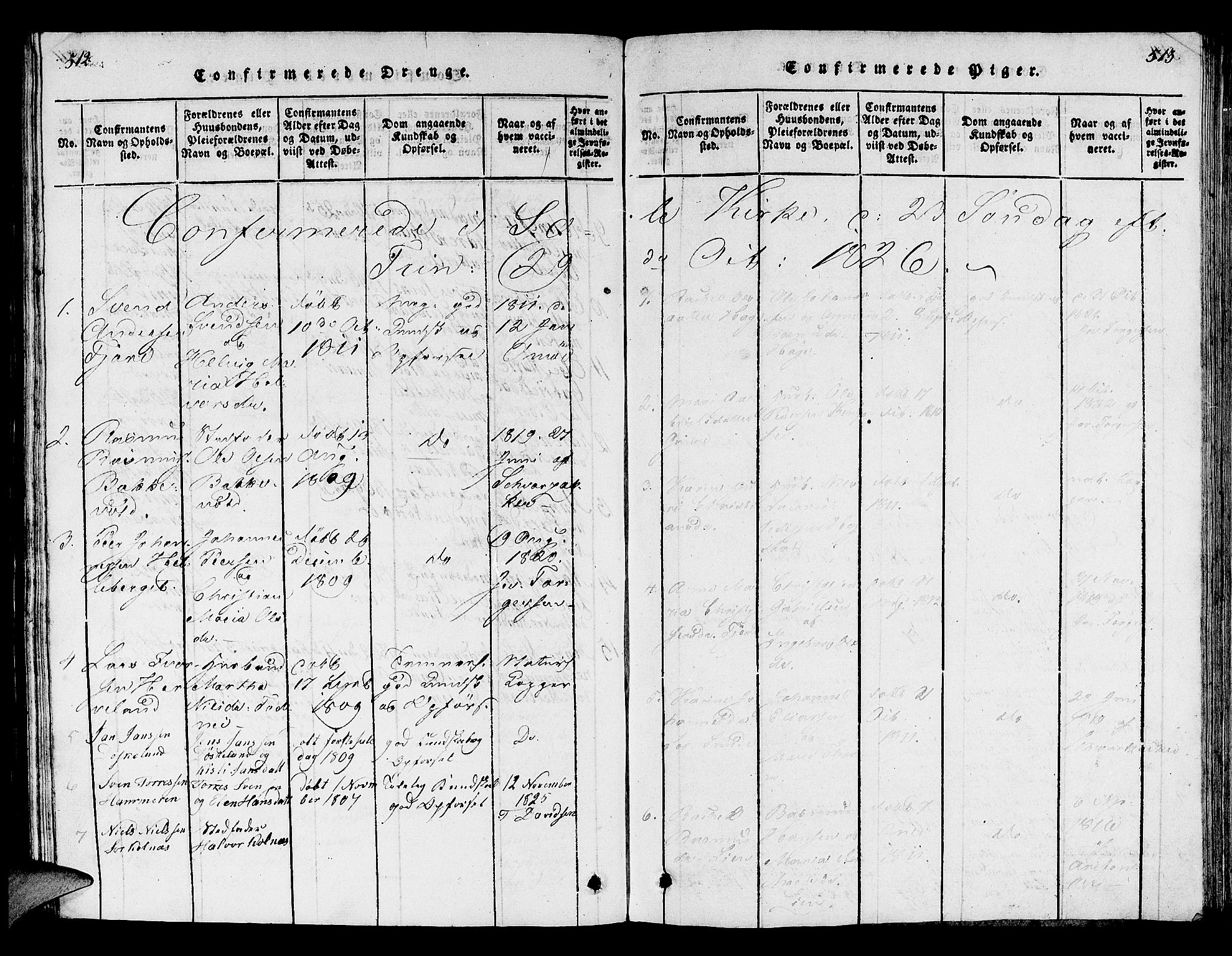 Håland sokneprestkontor, AV/SAST-A-101802/001/30BB/L0001: Parish register (copy) no. B 1, 1815-1845, p. 512-513