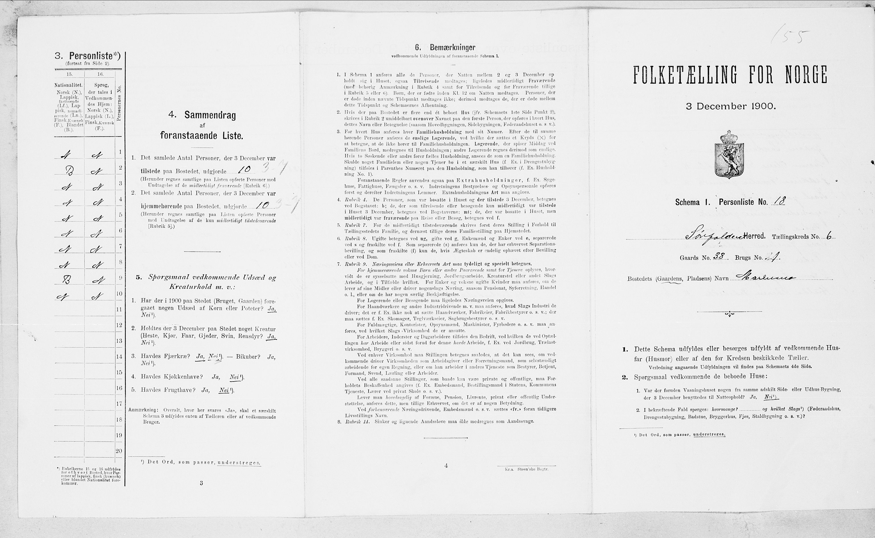 SAT, 1900 census for Sørfold, 1900, p. 385