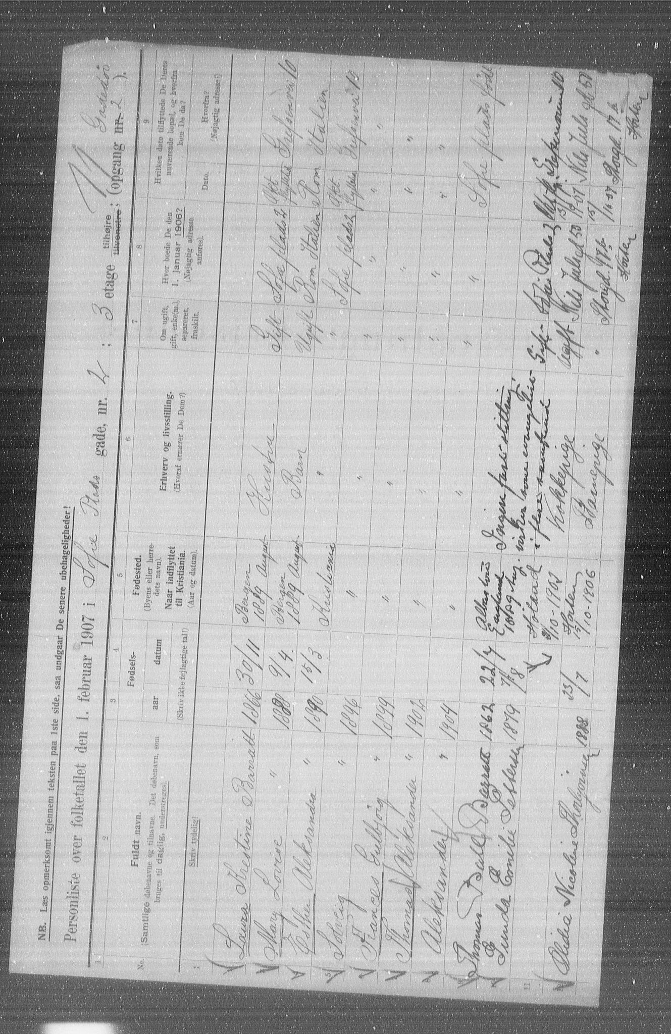 OBA, Municipal Census 1907 for Kristiania, 1907, p. 50767