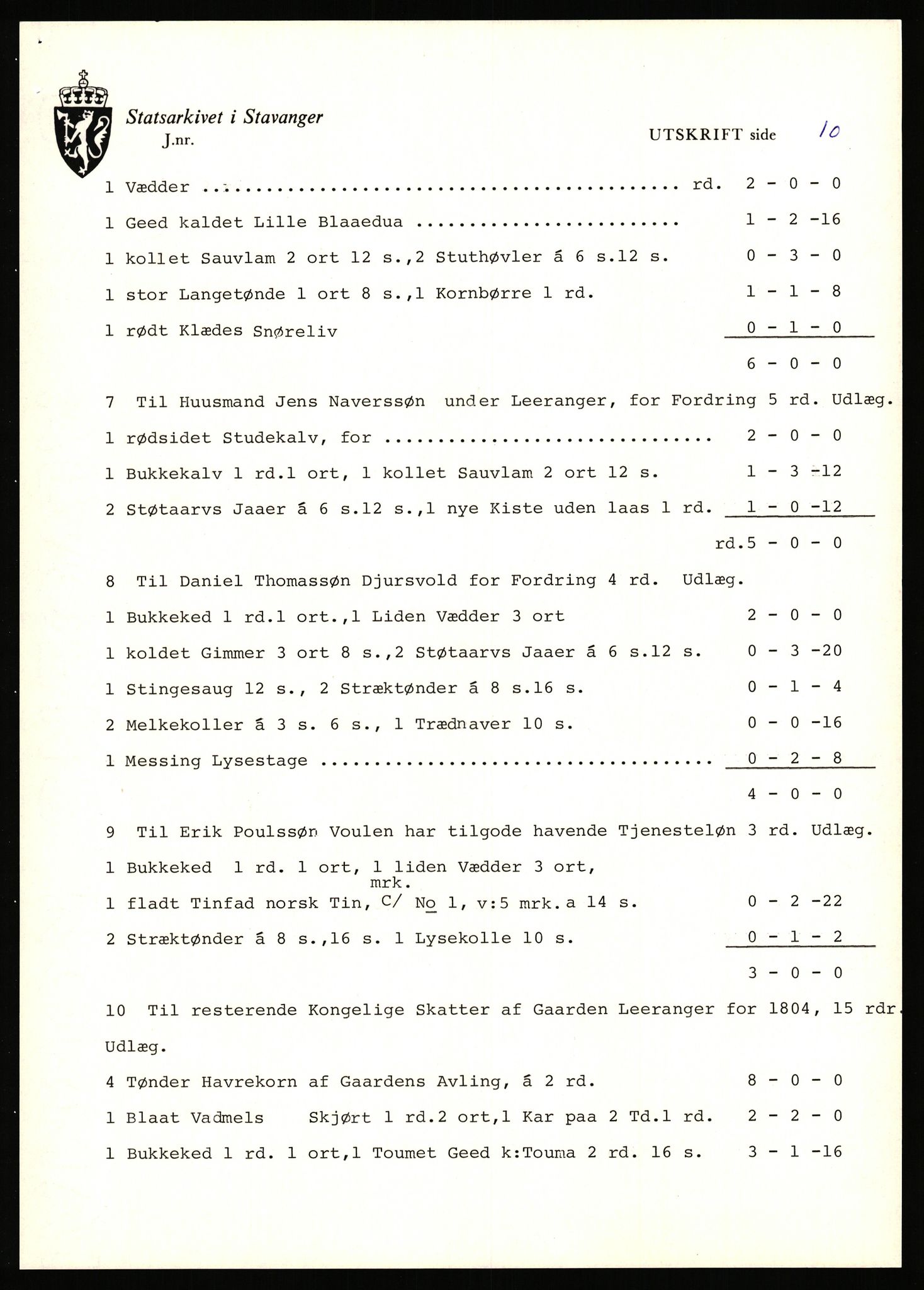 Statsarkivet i Stavanger, AV/SAST-A-101971/03/Y/Yj/L0053: Avskrifter sortert etter gårdsnavn: Leigvam - Liland, 1750-1930, p. 60