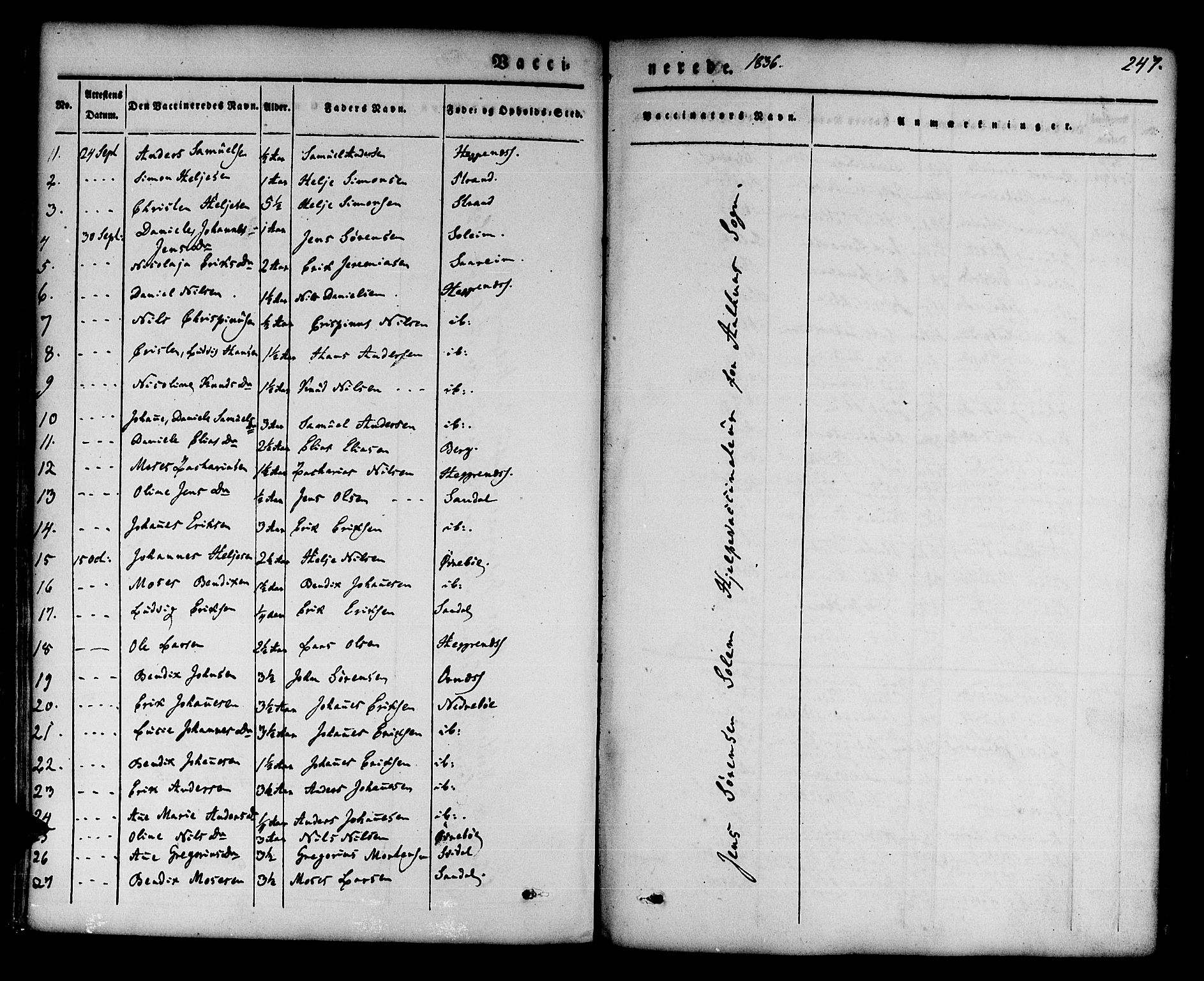 Jølster sokneprestembete, AV/SAB-A-80701/H/Haa/Haaa/L0009: Parish register (official) no. A 9, 1833-1848, p. 247