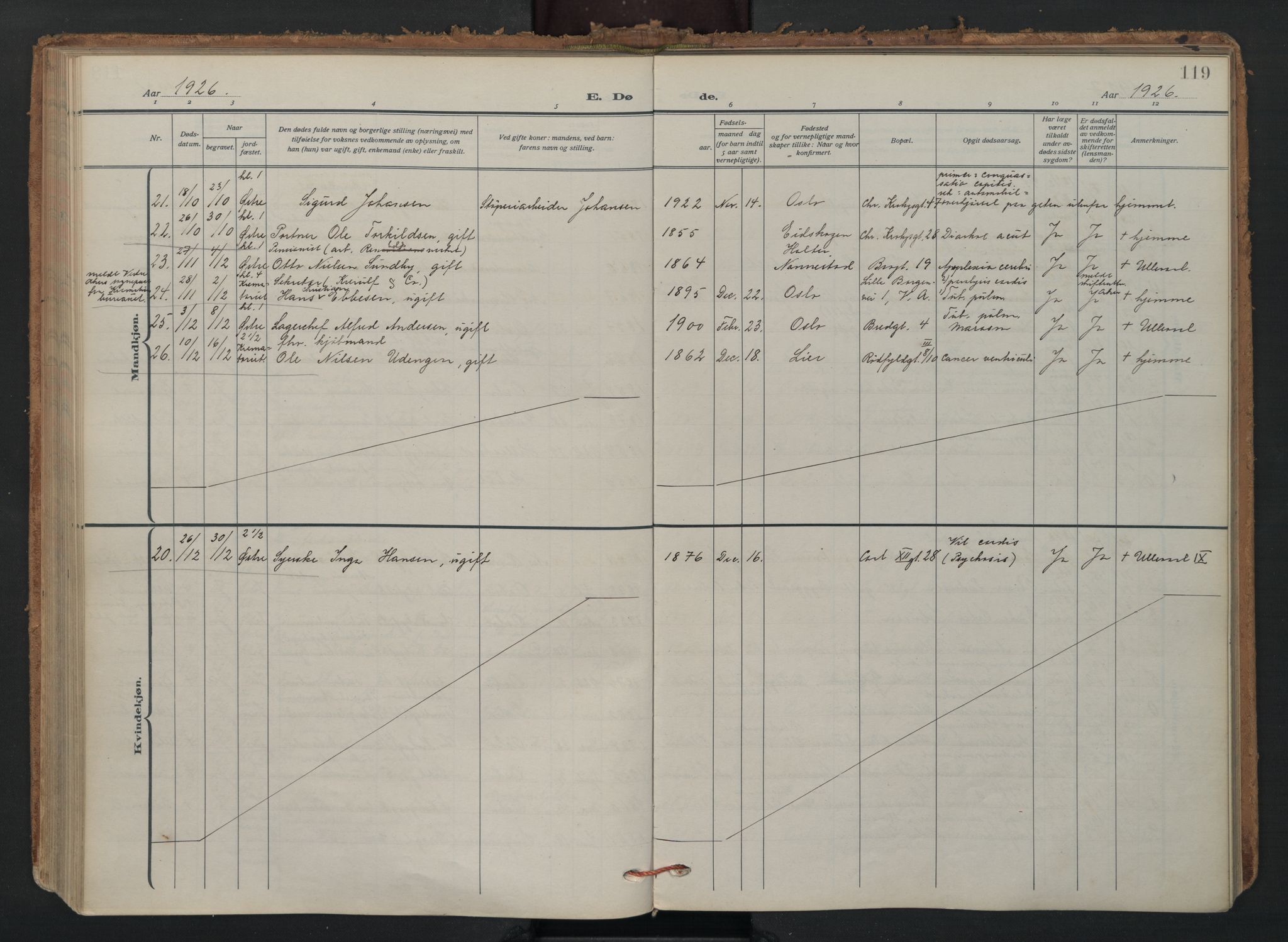 Vaterland prestekontor Kirkebøker, SAO/A-10880/F/Fa/L0003: Parish register (official) no. 3, 1922-1944, p. 119