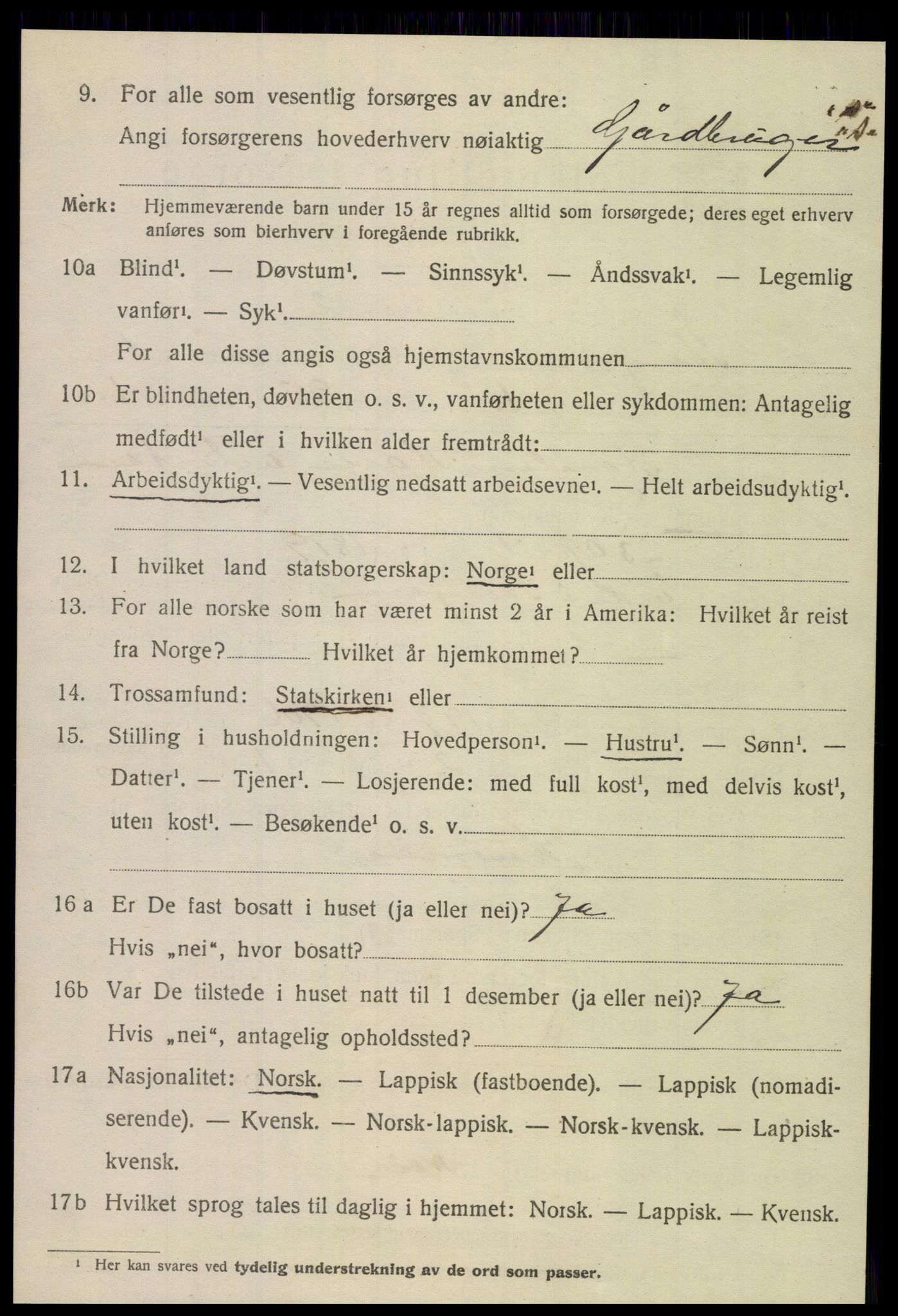 SAT, 1920 census for Steigen, 1920, p. 4767