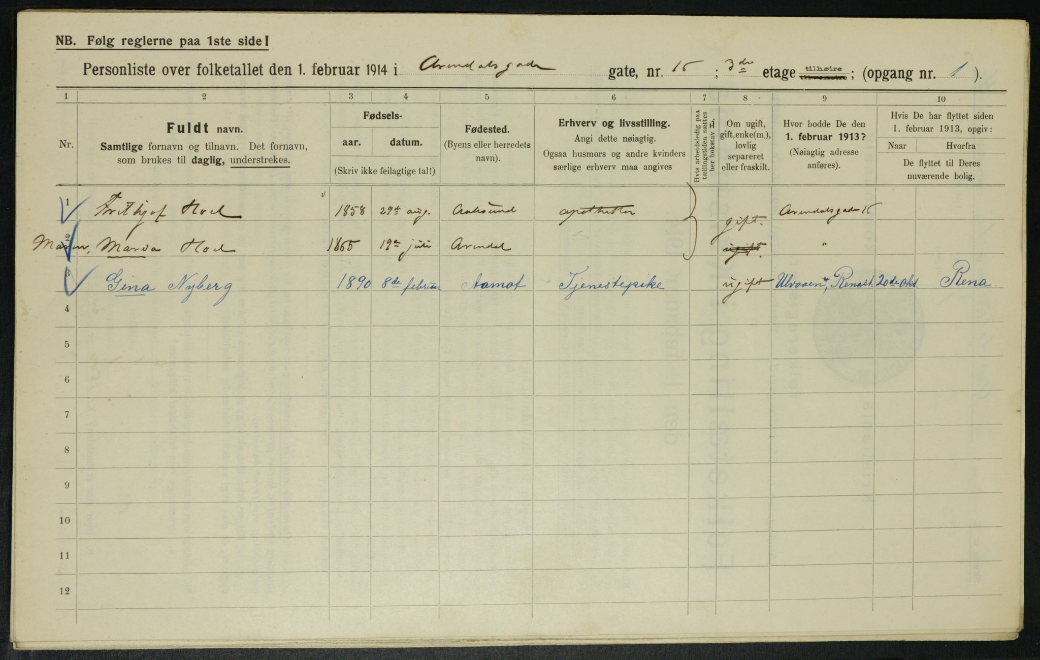 OBA, Municipal Census 1914 for Kristiania, 1914, p. 1990