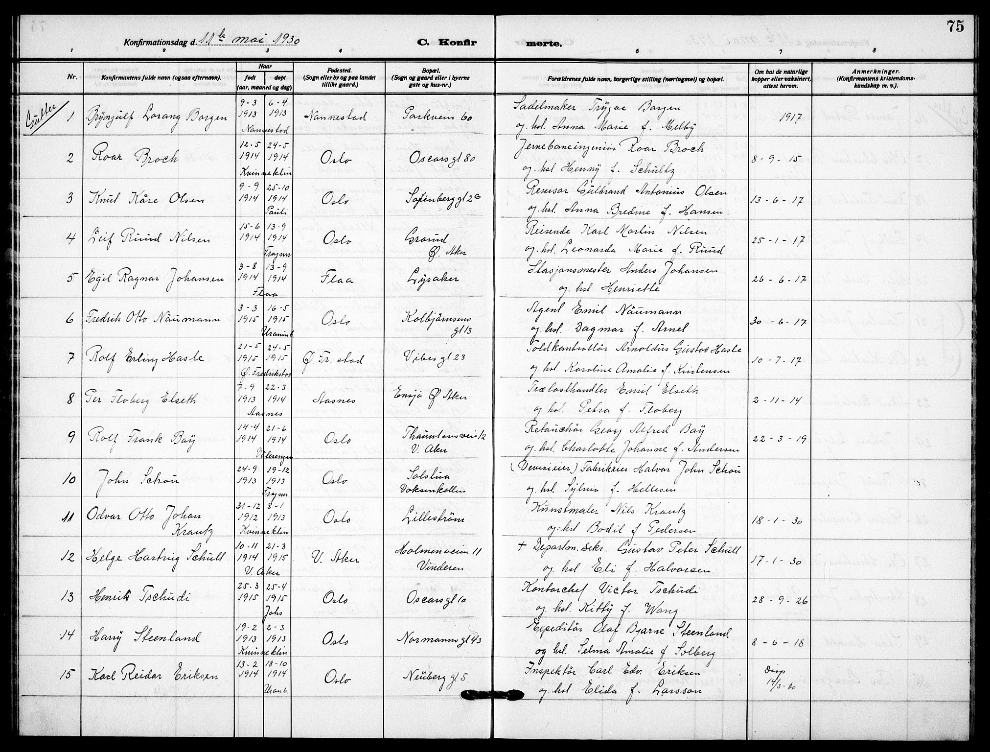 Garnisonsmenigheten Kirkebøker, AV/SAO-A-10846/F/Fa/L0017: Parish register (official) no. 17, 1926-1937, p. 75