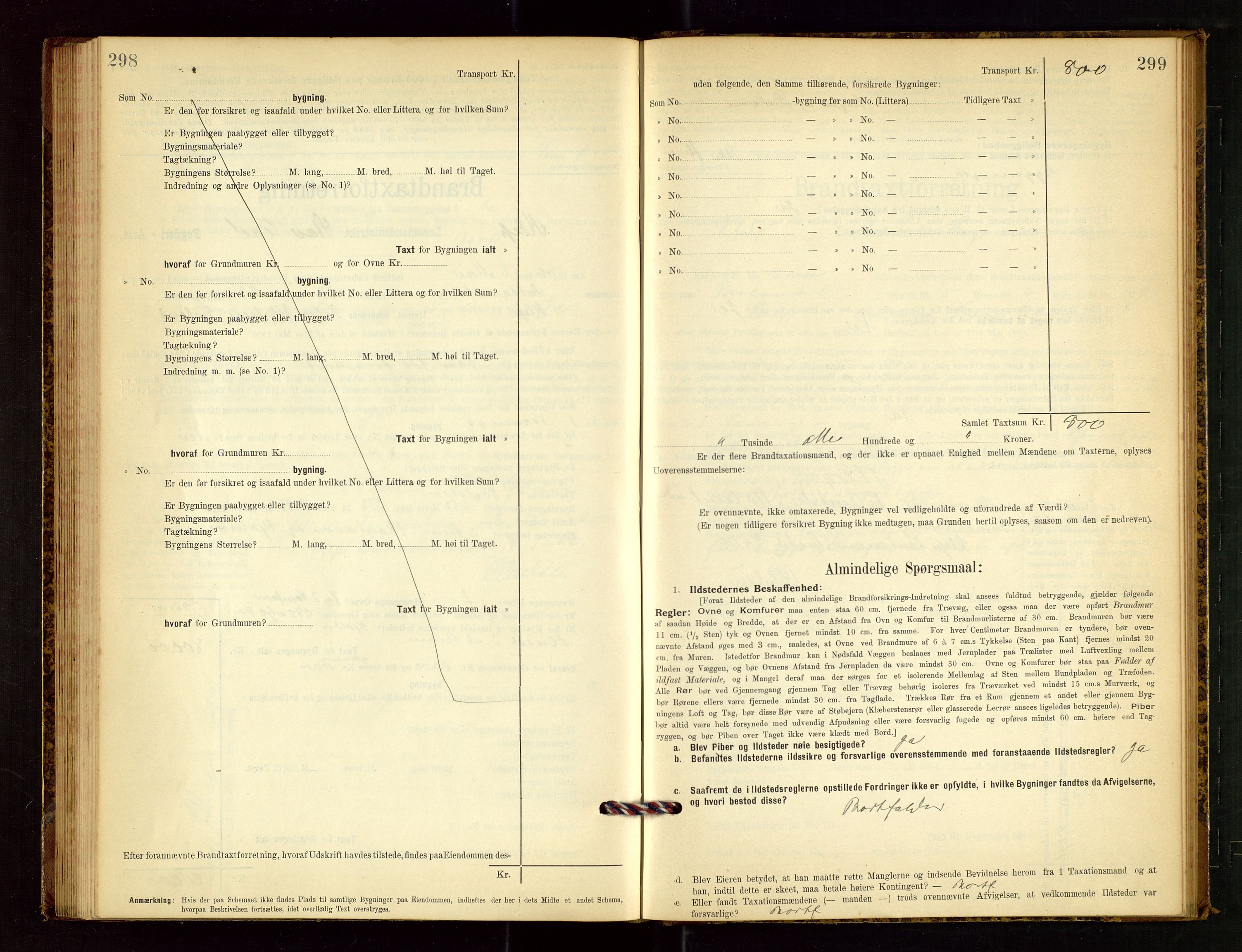 Klepp lensmannskontor, AV/SAST-A-100163/Goc/L0003: "Brandtaxationsprotokol" m/register, 1902-1907, p. 298-299