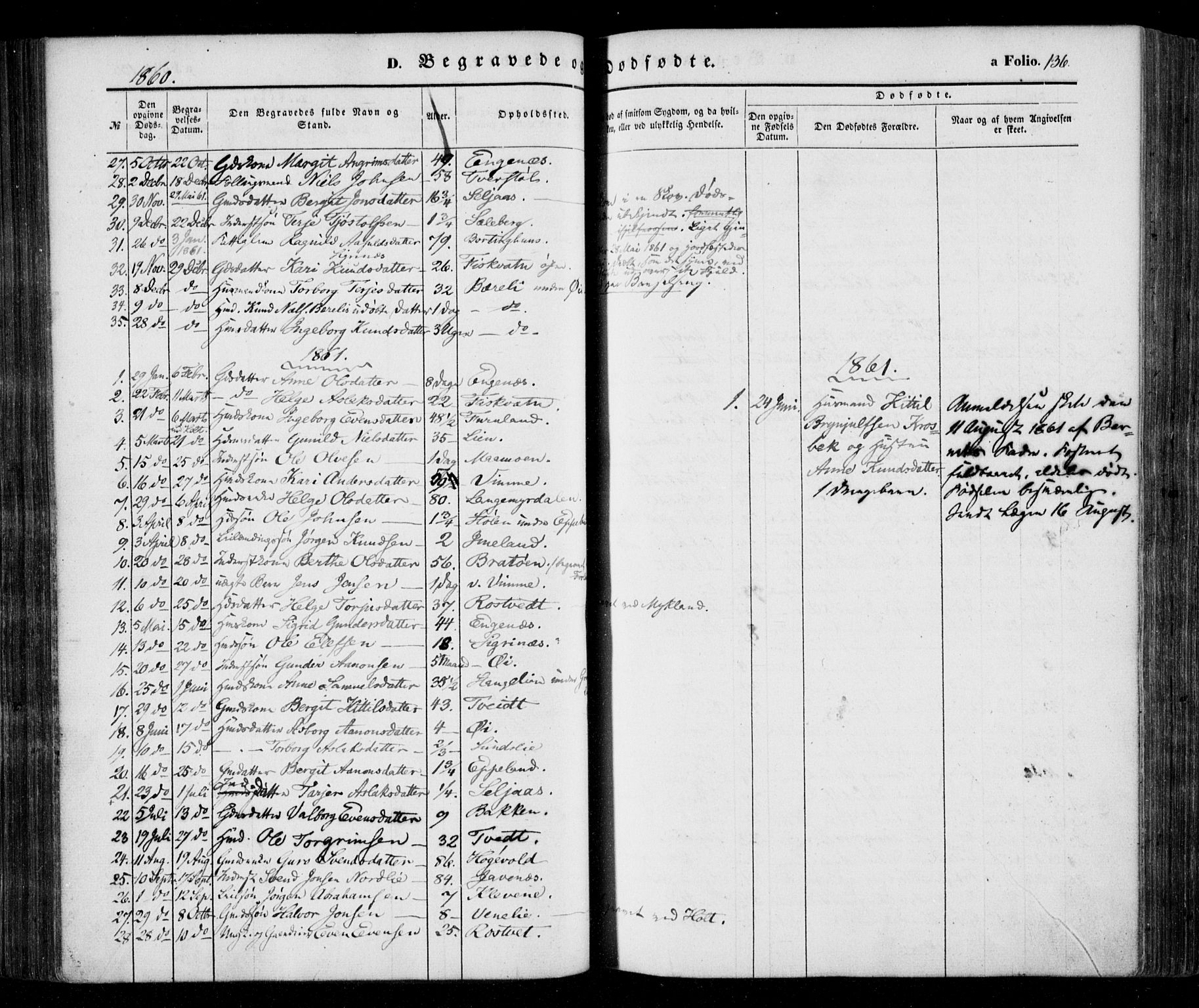 Åmli sokneprestkontor, SAK/1111-0050/F/Fa/Fac/L0008: Parish register (official) no. A 8, 1852-1869, p. 136