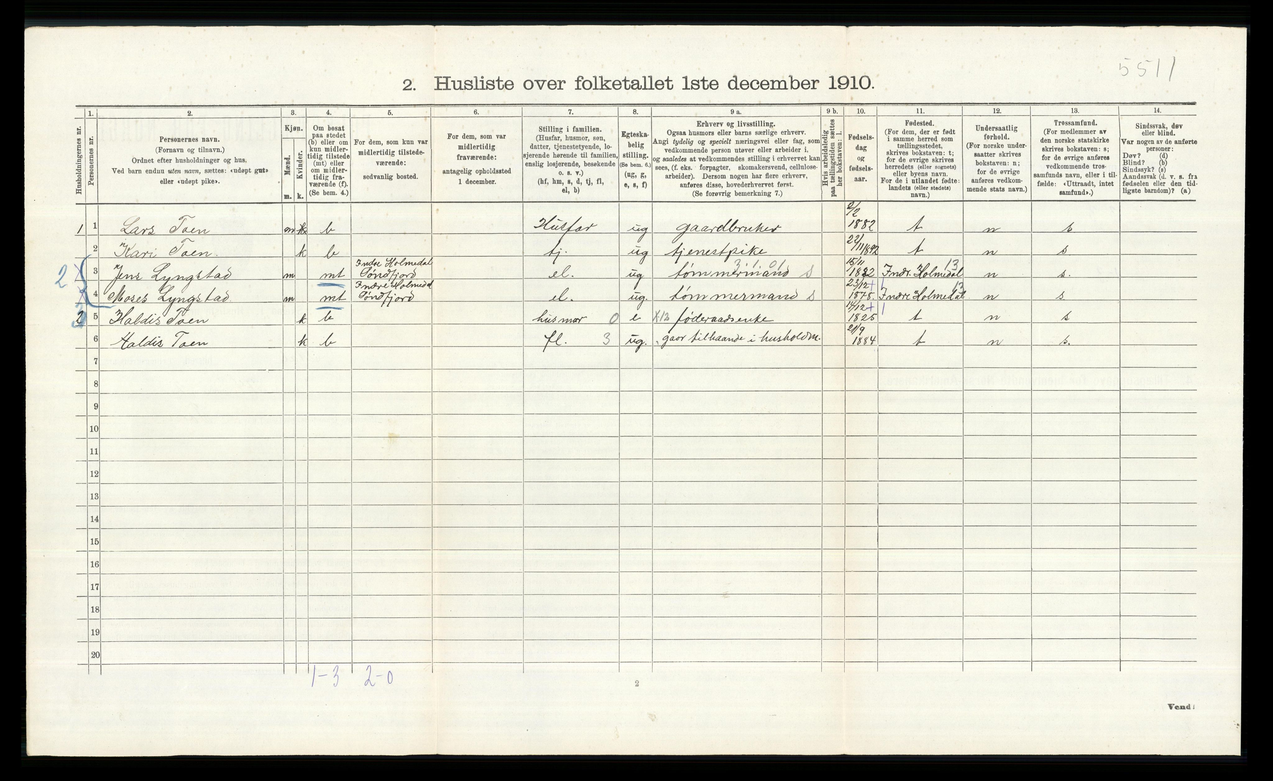 RA, 1910 census for Ål, 1910, p. 786