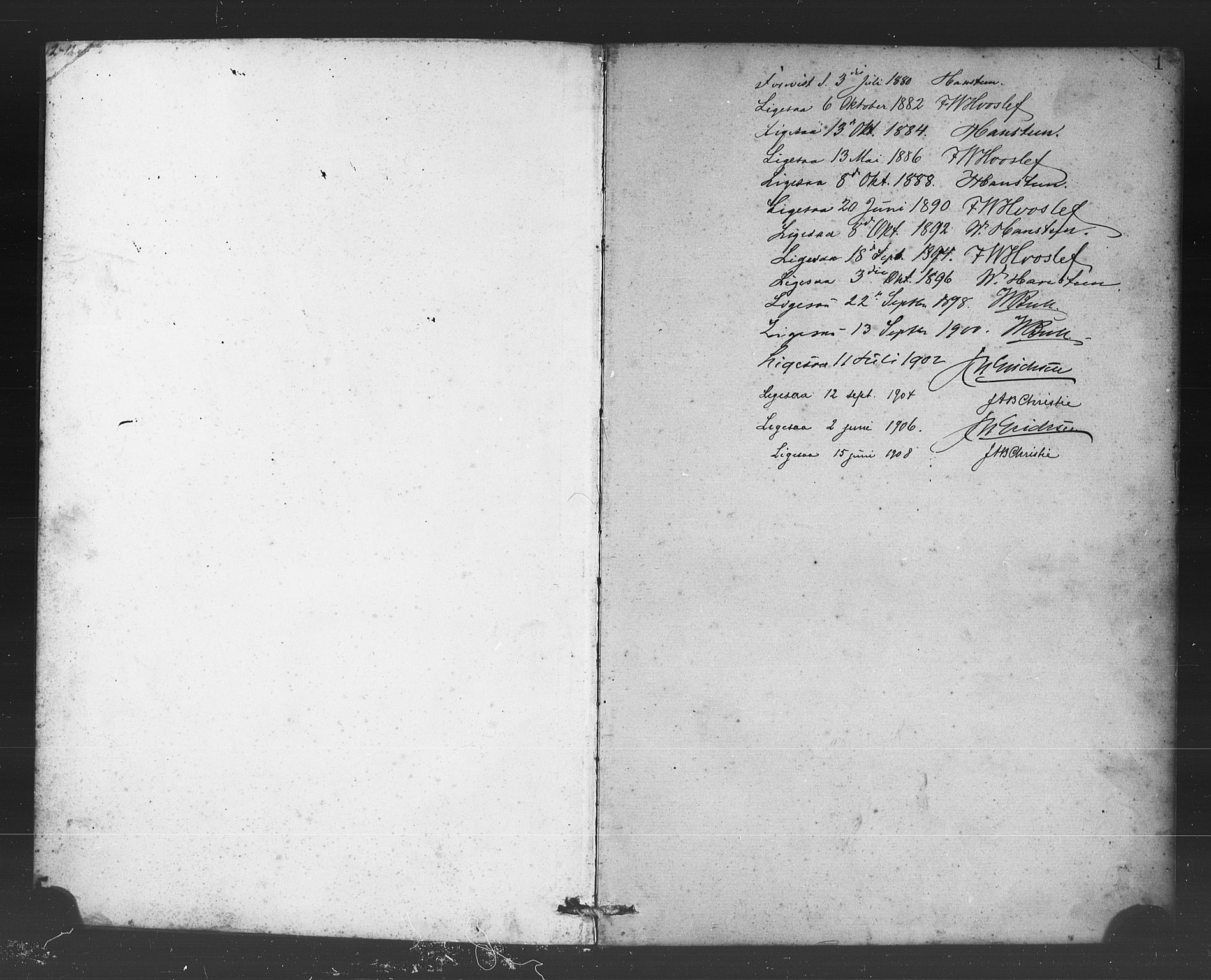 Vossestrand Sokneprestembete, AV/SAB-A-79101/H/Hab: Parish register (copy) no. B 3, 1880-1907, p. 1