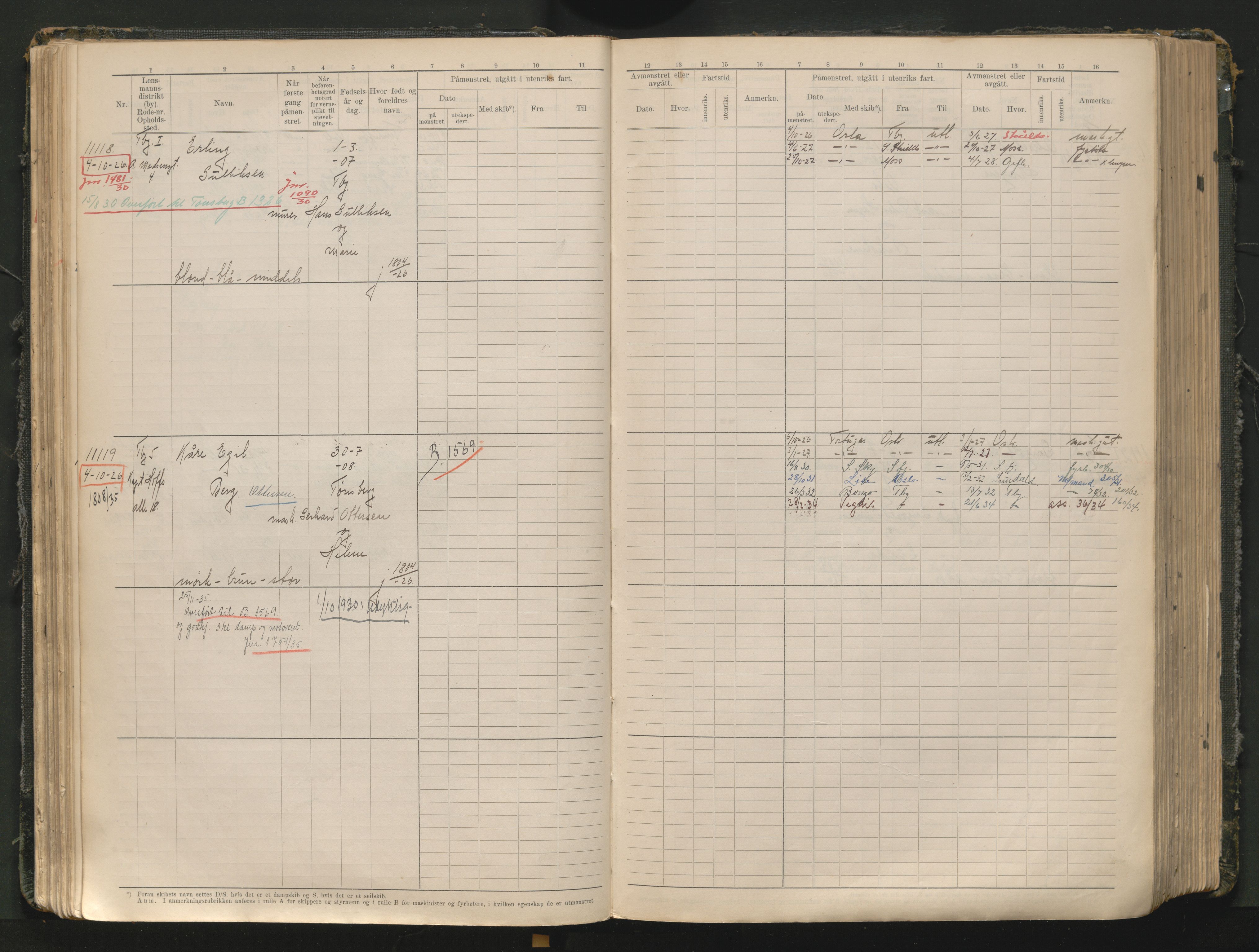 Tønsberg innrulleringskontor, AV/SAKO-A-786/F/Fc/Fcb/L0012: Hovedrulle Patent nr. 10828-12216, 1925-1948