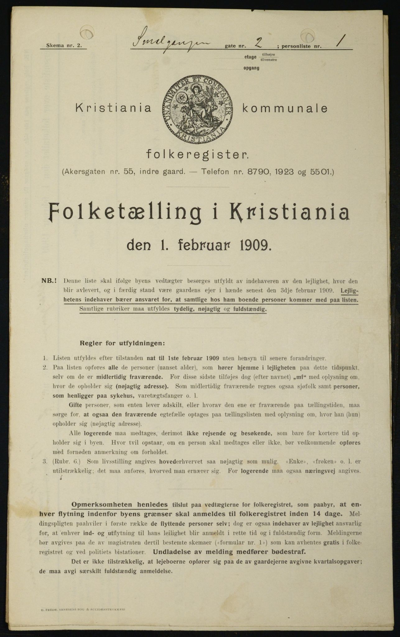 OBA, Municipal Census 1909 for Kristiania, 1909, p. 87964