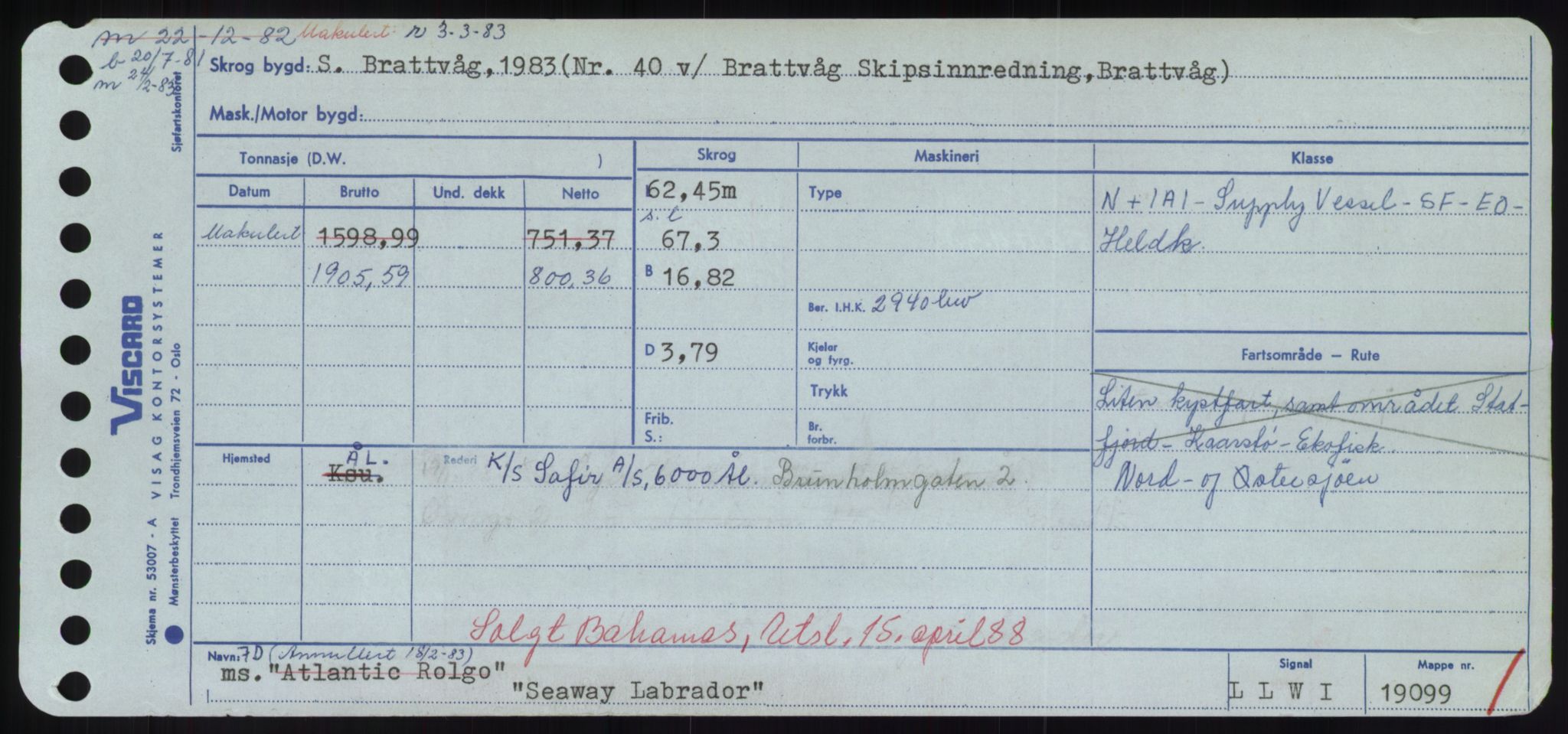 Sjøfartsdirektoratet med forløpere, Skipsmålingen, RA/S-1627/H/Hd/L0032: Fartøy, San-Seve, p. 391