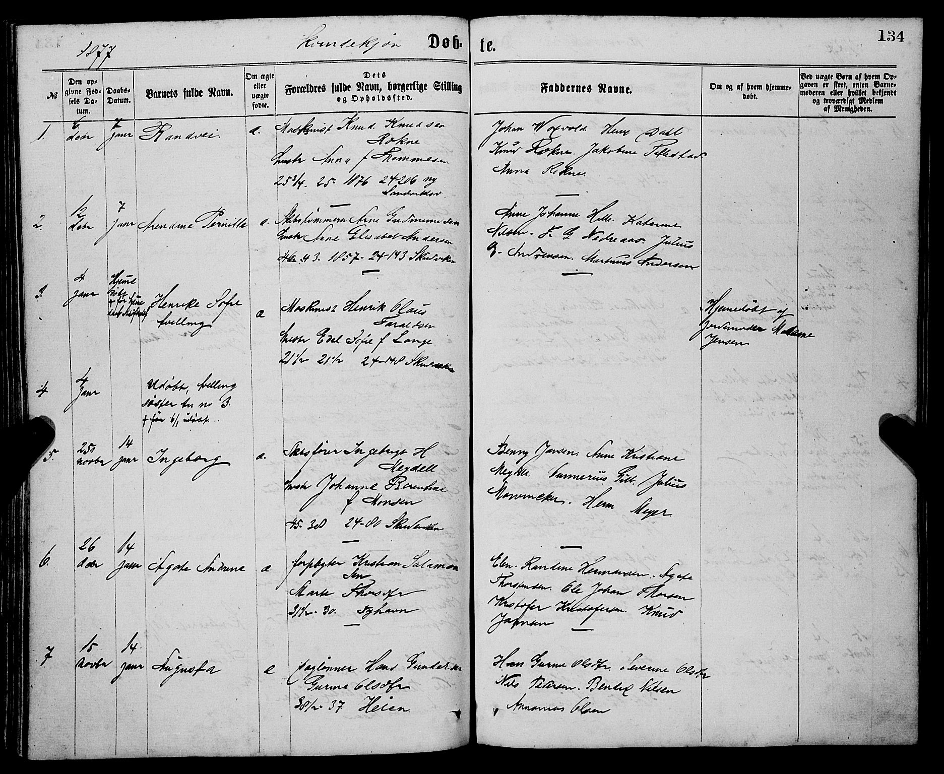 Sandviken Sokneprestembete, SAB/A-77601/H/Ha/L0001: Parish register (official) no. A 1, 1867-1877, p. 134
