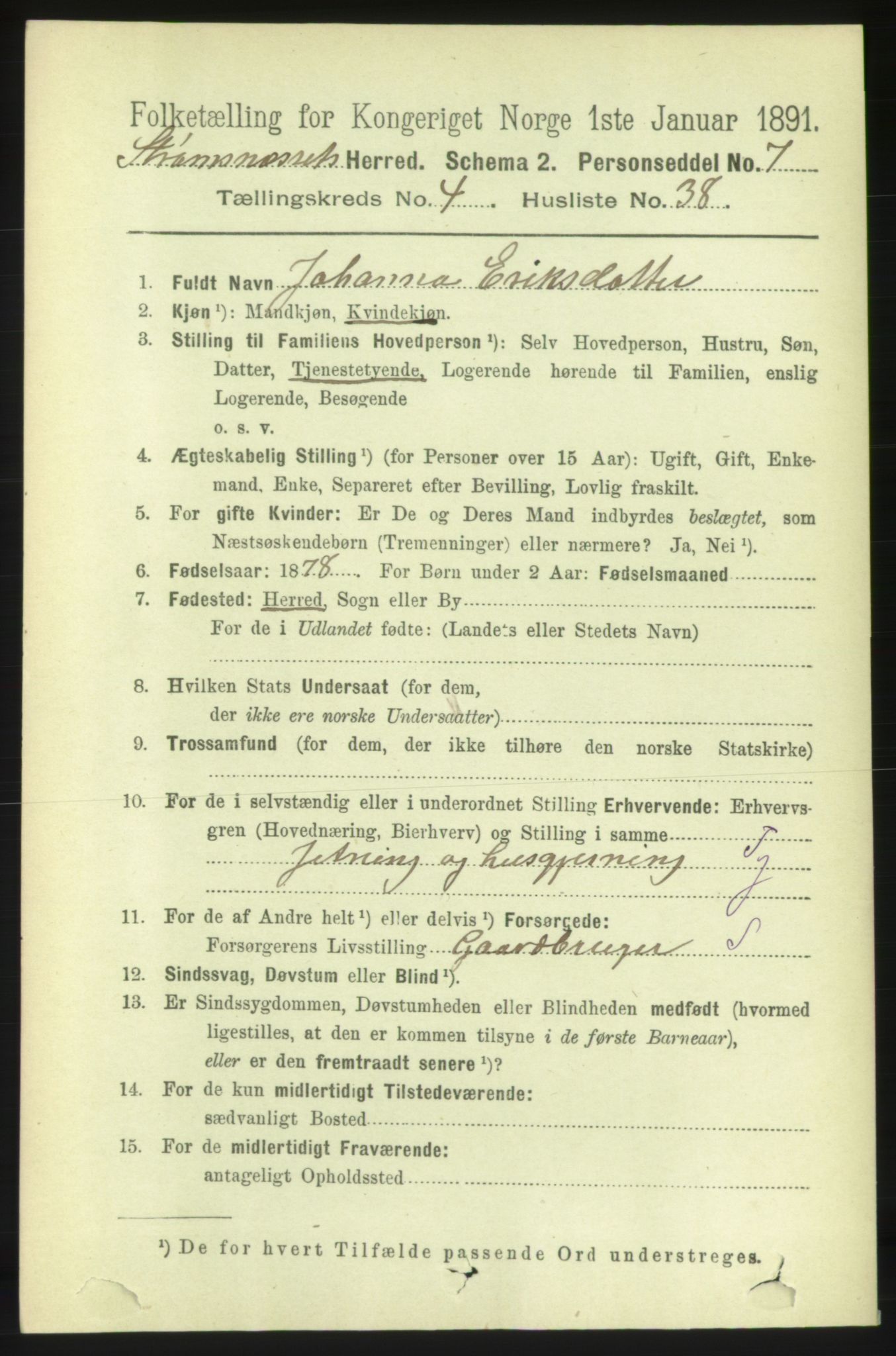 RA, 1891 census for 1559 Straumsnes, 1891, p. 1034