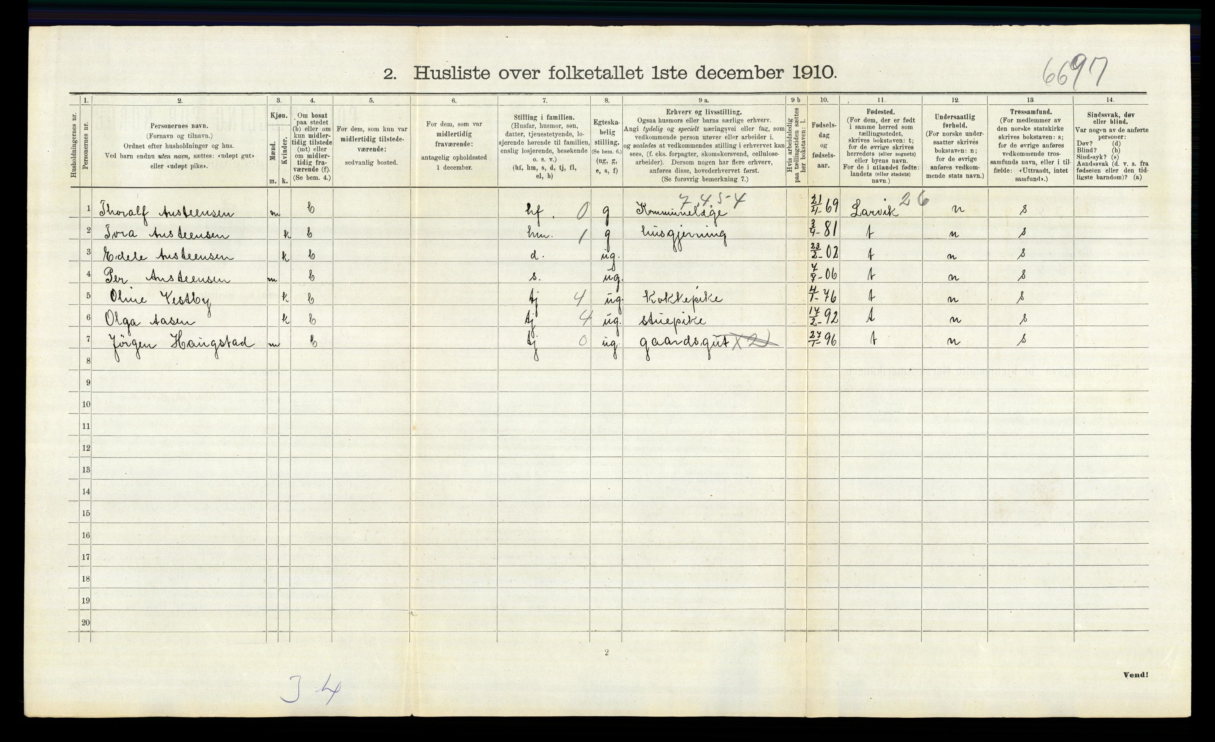 RA, 1910 census for Nord-Odal, 1910, p. 334